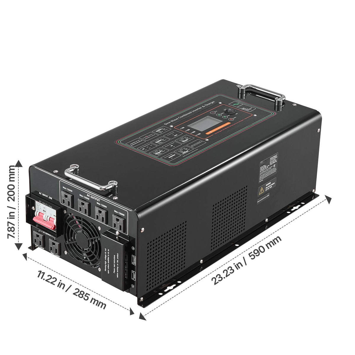 Pure Sine Wave Inverter Charger, 4000 Watt, DC 24V to AC 120V Power Inverter with LCD Display, Remote Control, Solar Inverter for Off-Grid Solar RV Boat Home, Compatible with Various Batteries