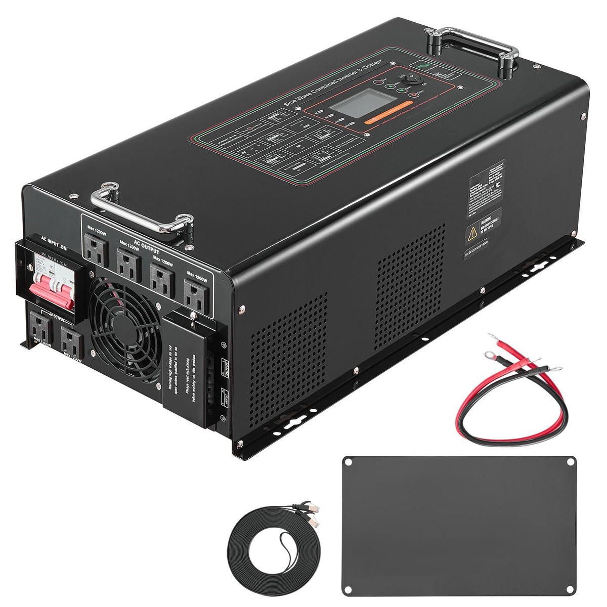 Pure Sine Wave Inverter Charger, 6000 Watt, DC 48V to AC 120V Power Inverter with LCD Display, Remote Control, Solar Inverter for Off-Grid Solar RV Boat Home, Compatible with Various Batteries