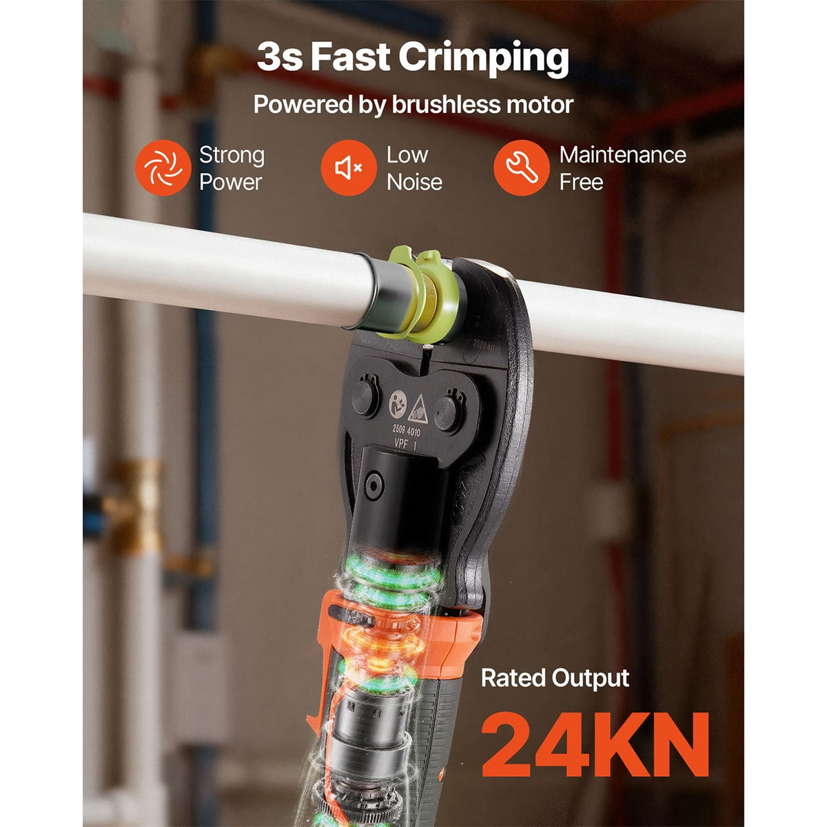 PureFlow Press Tool, 18V Electric Pipe Crimping Tool for 1/2", 3/4", 1" PEX Pipe Stainless Steel Rings, PEX Press Tool Kit with 3 VPF Jaws, 2pcs 2AH Batteries, Fast Charger & Carrying Case