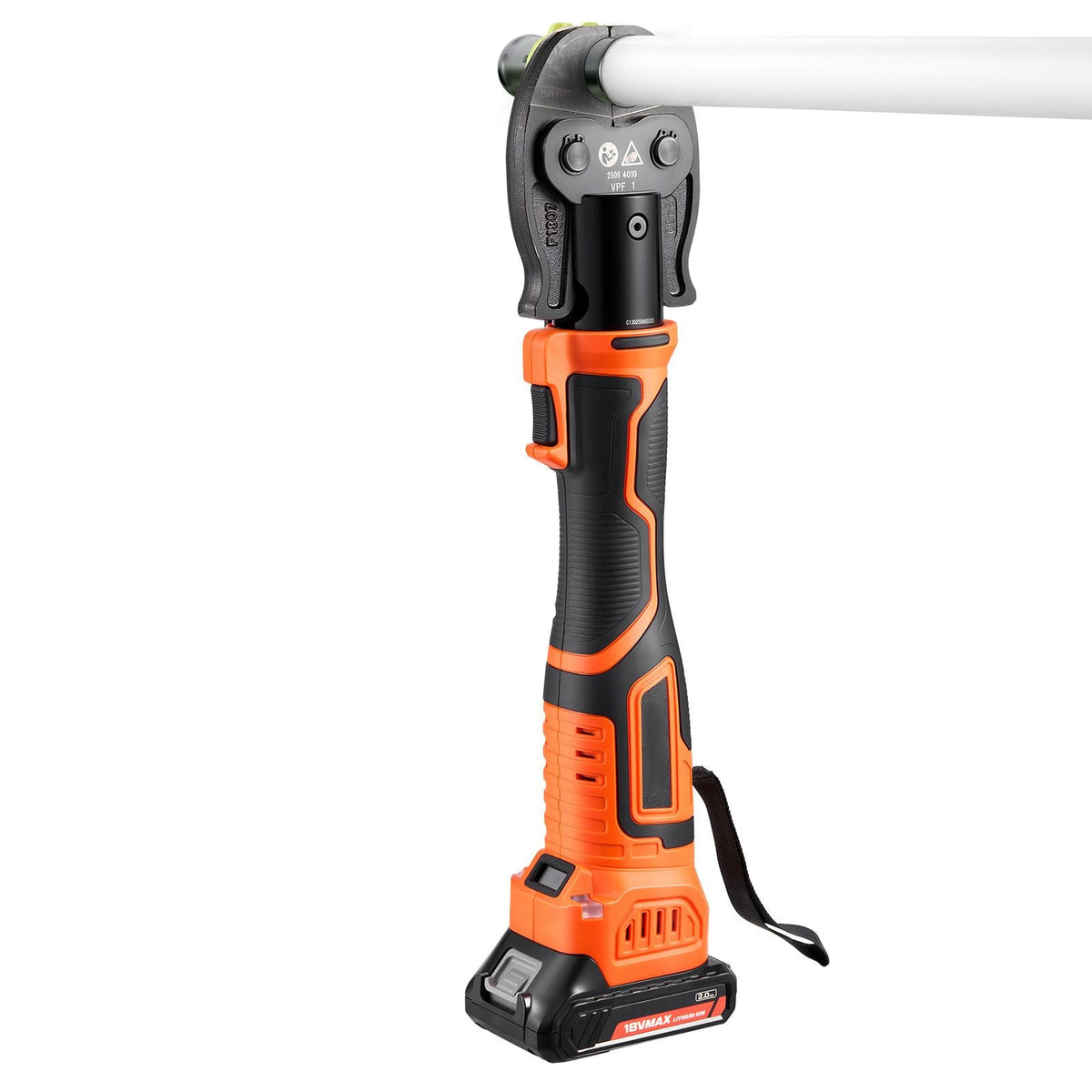 PureFlow Press Tool, 18V Electric Pipe Crimping Tool for 1/2", 3/4", 1" PEX Pipe Stainless Steel Rings, PEX Press Tool Kit with 3 VPF Jaws, 2pcs 2AH Batteries, Fast Charger & Carrying Case
