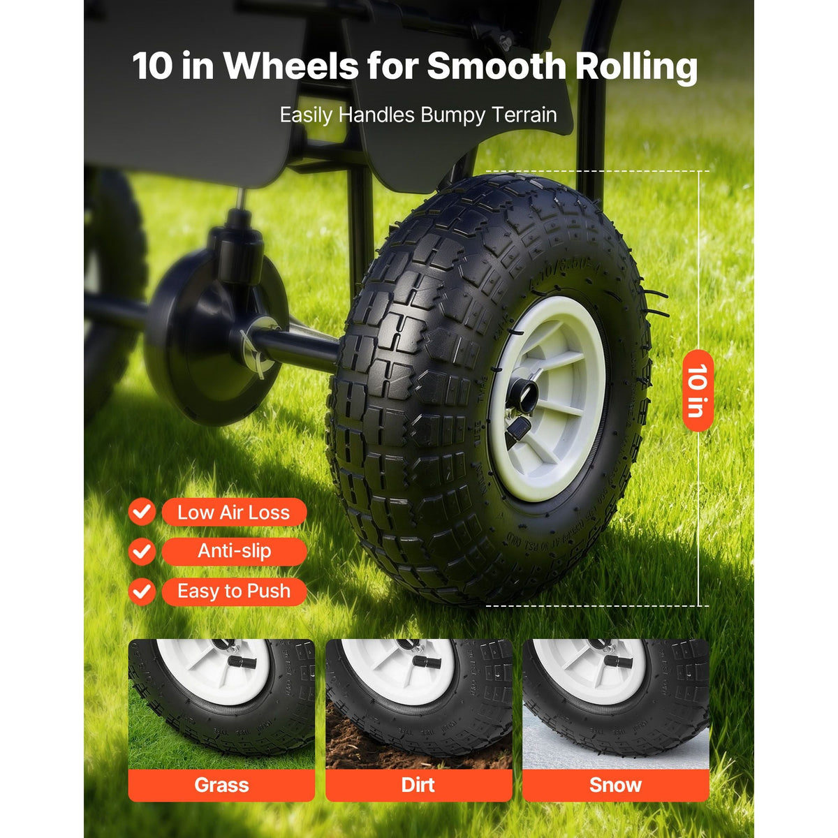 Push Lawn Spreader, 12ft Spreading Width, Broadcast Spreader with 80lbs Load Capacity & 10 in All-Terrain Tires, Walk-Behind Garden & Lawn Broadcast Spreaders for Seed Fertilizer, Salt Ice Melt