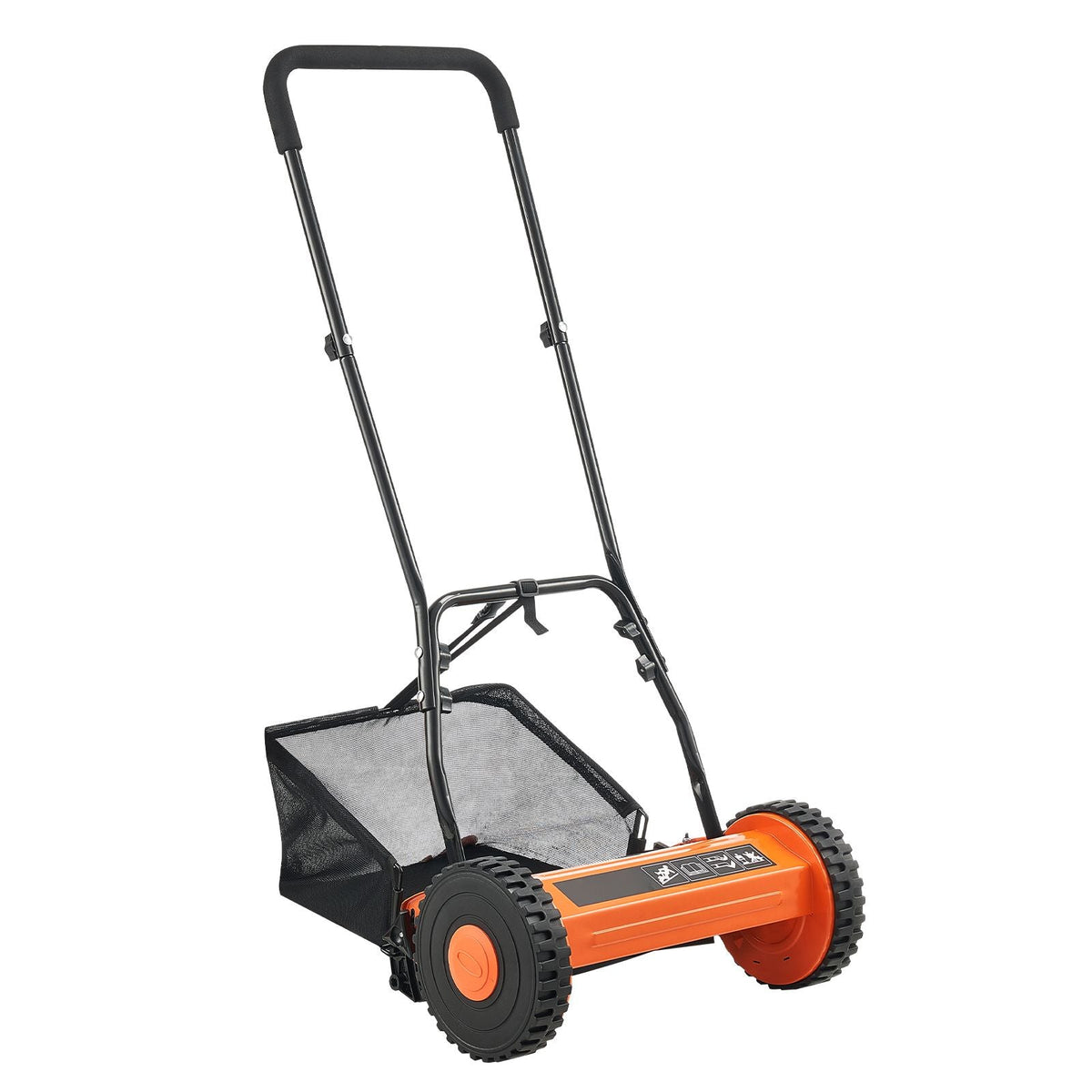 Push Reel Lawn Mower 14 inch, 5 Blades Manual Push Mower No Motor, 0.6-1.75 in Adjustable Cutting Height, Walk-Behind Lawn Mowers with Grass Catcher Bag for Green Lawns, Driveways, Courtyards