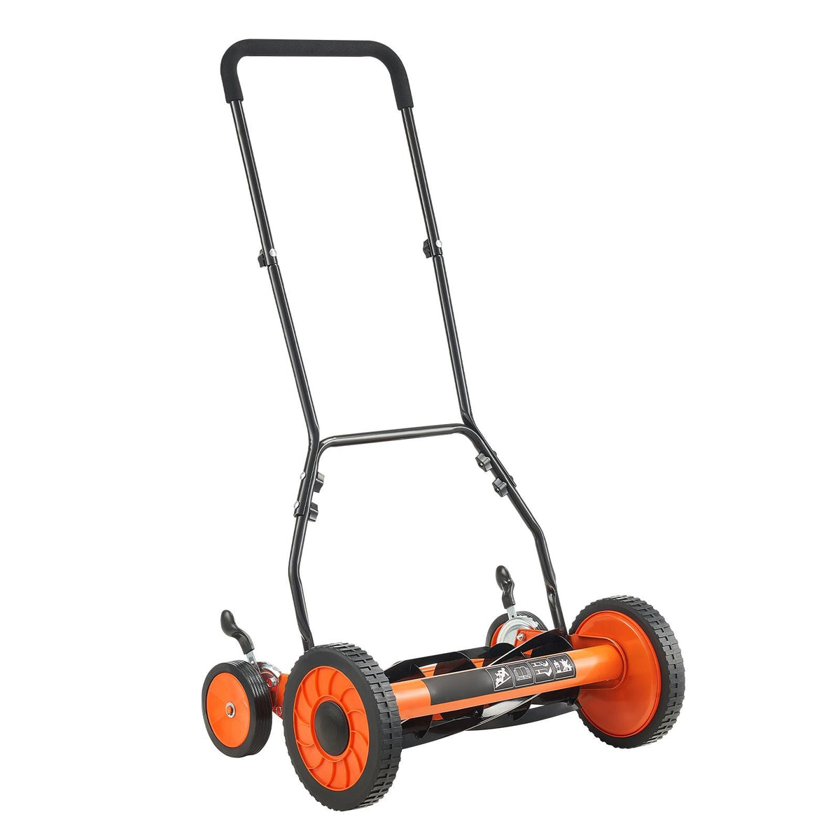 Push Reel Lawn Mower 18 inch, 5 Blades Manual Push Mower No Motor, 1.37-2.44 in Adjustable Cutting Height, Walk-Behind Lawn Mowers with Grass Catcher Bag for Green Lawns, Driveways, Courtyards