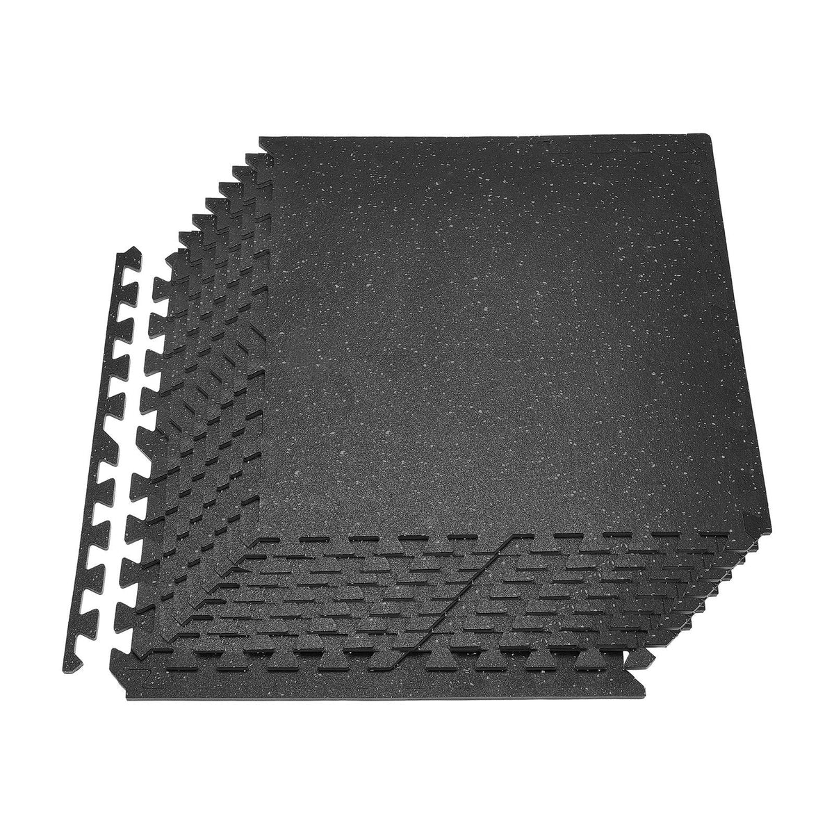 Puzzle Exercise Mat, 12 PCS Fitness Equipment Mats, 24 x 24 x 0.4 in, High-Density EVA Foam Mats Set, Interlocking Rubber Soft Tiles, Protective Floor Padding with Gray Dots for Home Gym Office