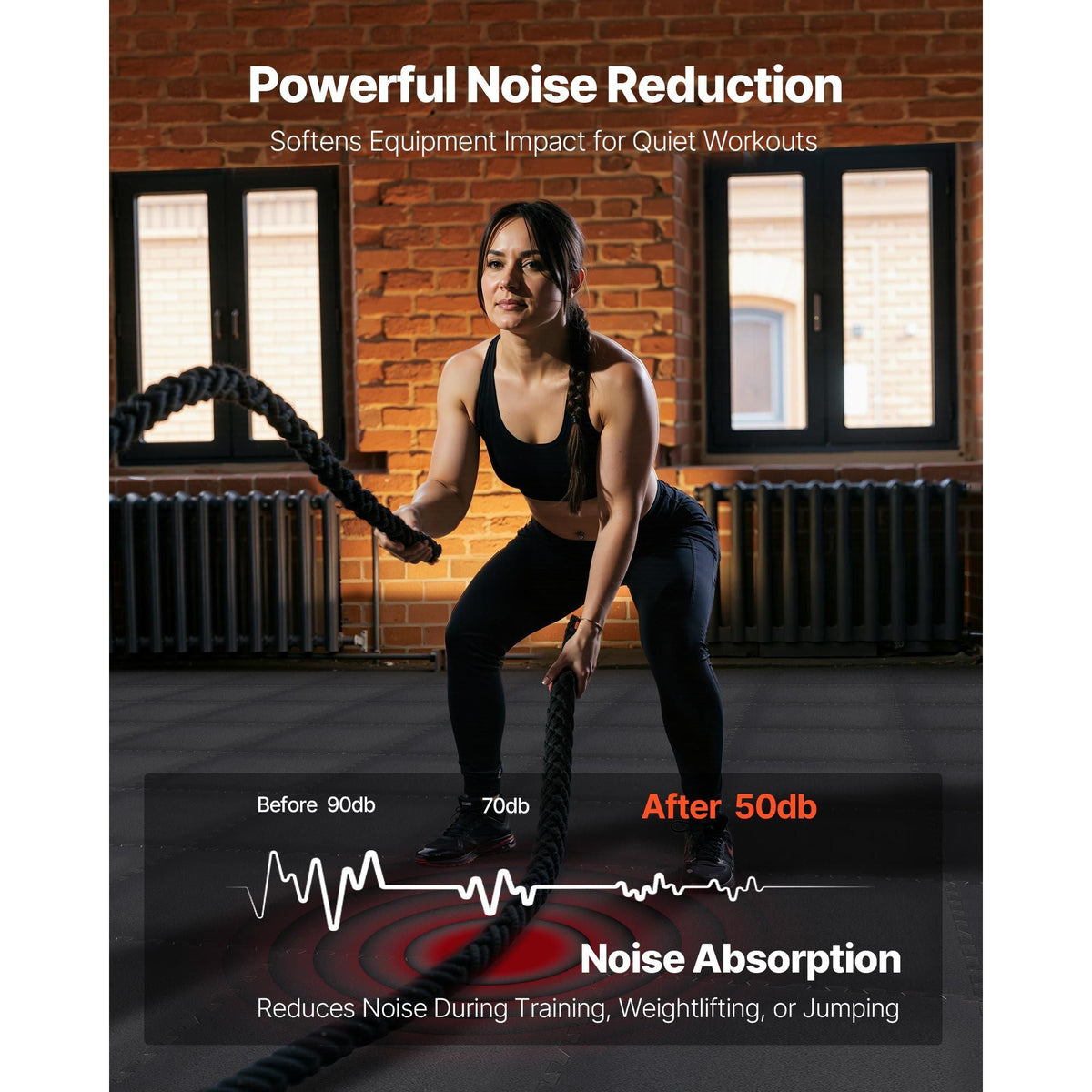 Puzzle Exercise Mat, 12 PCS Fitness Equipment Mats, 24 x 24 x 0.56 in, High-Density EVA Foam Gym Mats Set, Interlocking Rubber Soft Tiles, Protective Floor Padding for Home, Gym, Office, Black