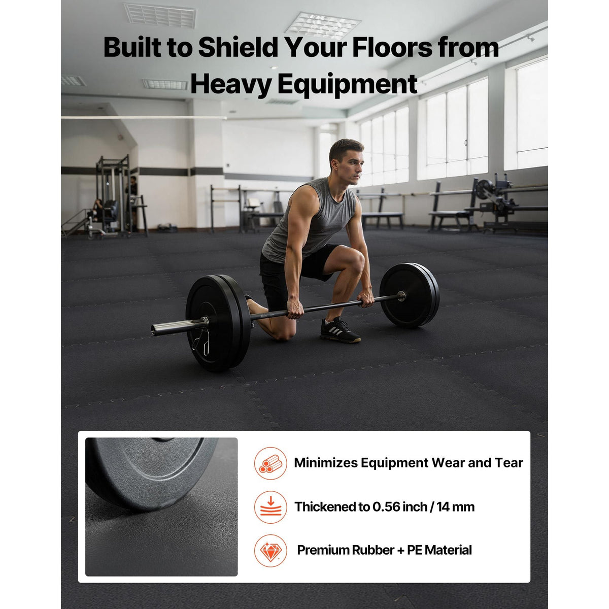 Puzzle Exercise Mat, 12 PCS Fitness Equipment Mats, 24 x 24 x 0.56 in, High-Density EVA Foam Gym Mats Set, Interlocking Rubber Soft Tiles, Protective Floor Padding for Home, Gym, Office, Black