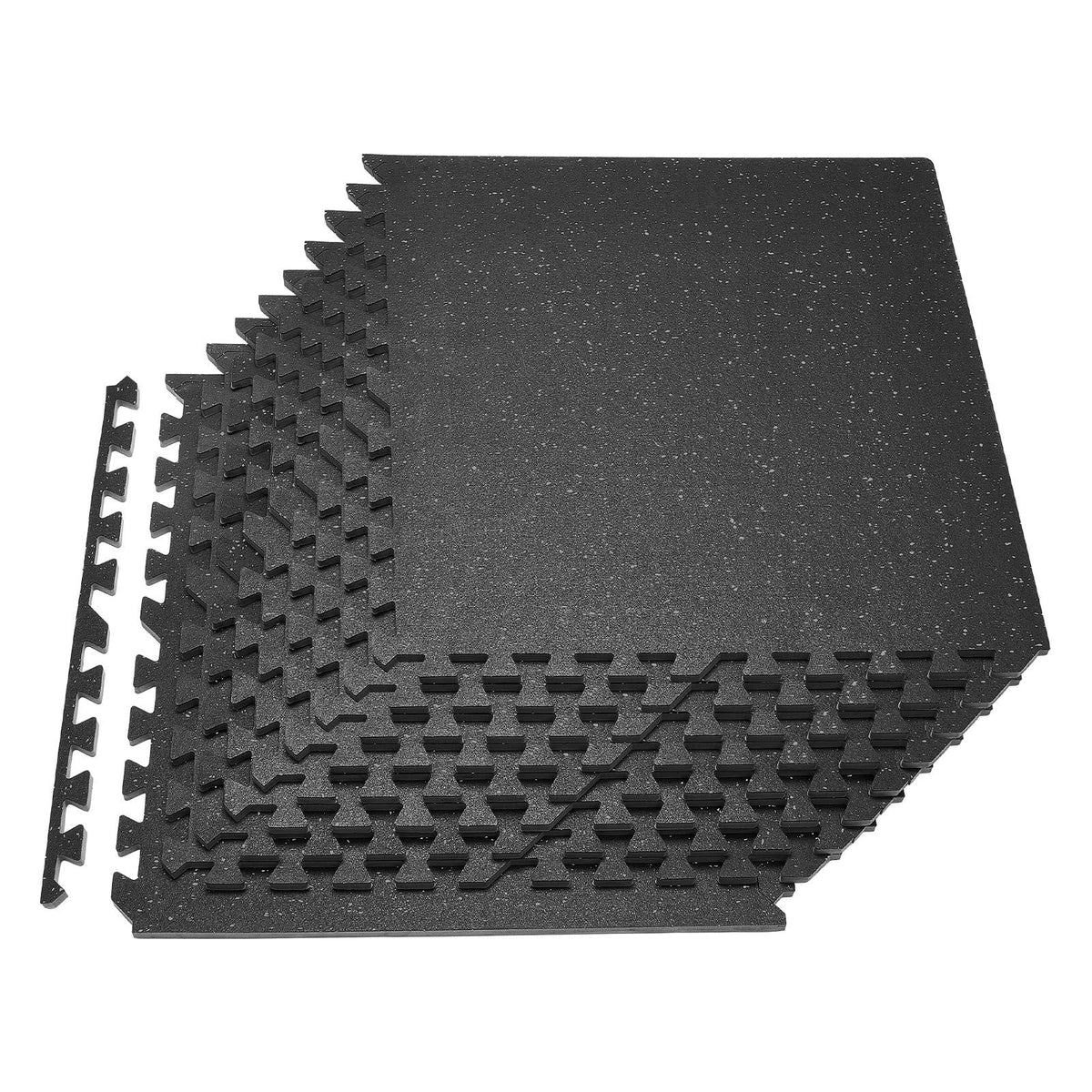 Puzzle Exercise Mat, 12 PCS Fitness Equipment Mats, 24 x 24 x 0.56 in, High-Density EVA Foam Mats Set, Interlocking Rubber Soft Tiles, Protective Floor Padding with Gray Dots for Home Gym Office