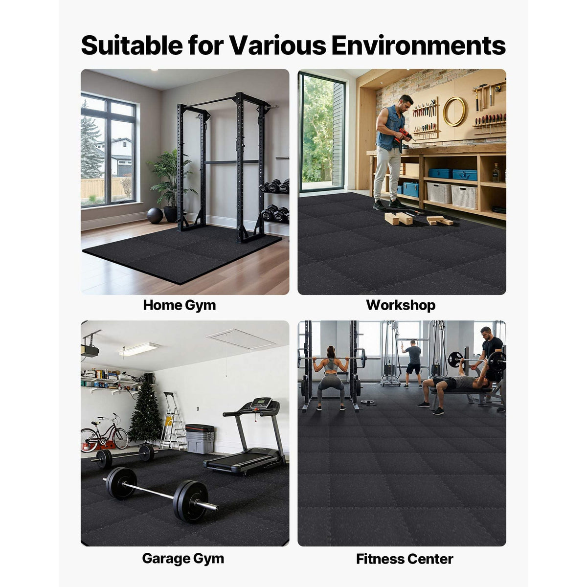 Puzzle Exercise Mat, 12 PCS Fitness Equipment Mats, 24 x 24 x 0.79 in, High-Density EVA Foam Mats Set, Interlocking Rubber Soft Tiles, Protective Floor Padding with Gray Dots for Home Gym Office