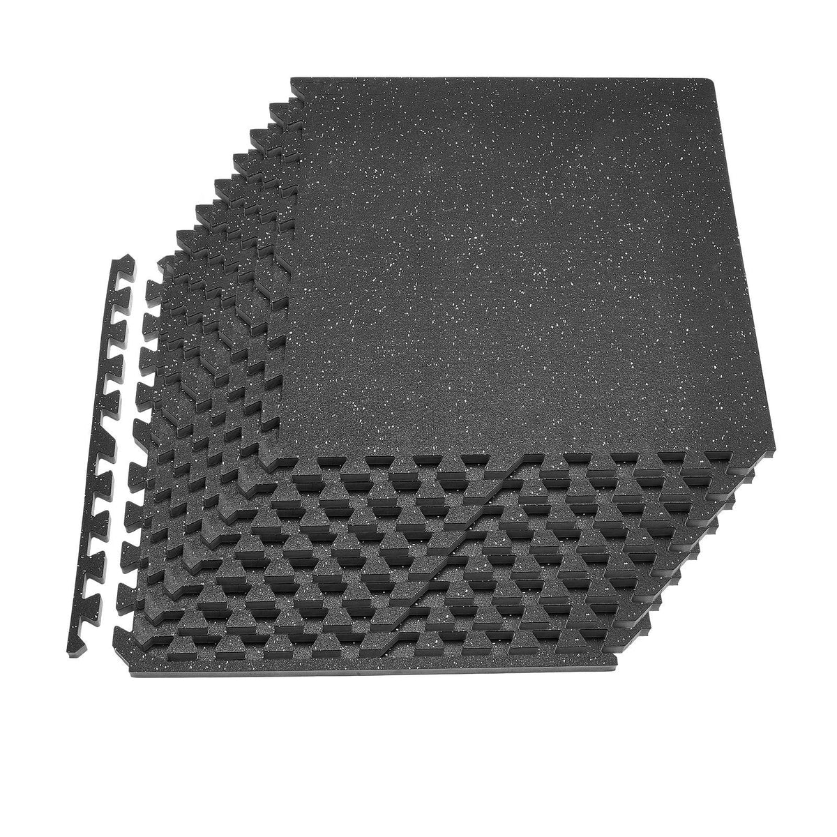 Puzzle Exercise Mat, 12 PCS Fitness Equipment Mats, 24 x 24 x 0.79 in, High-Density EVA Foam Mats Set, Interlocking Rubber Soft Tiles, Protective Floor Padding with Gray Dots for Home Gym Office