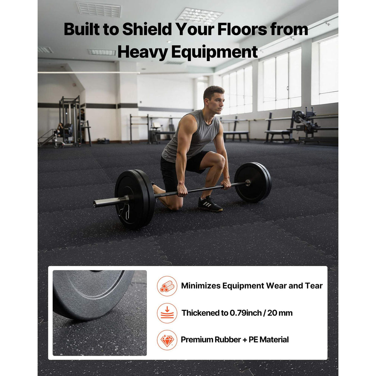 Puzzle Exercise Mat, 12 PCS Fitness Equipment Mats, 24 x 24 x 0.79 in, High-Density EVA Foam Mats Set, Interlocking Rubber Soft Tiles, Protective Floor Padding with Gray Dots for Home Gym Office