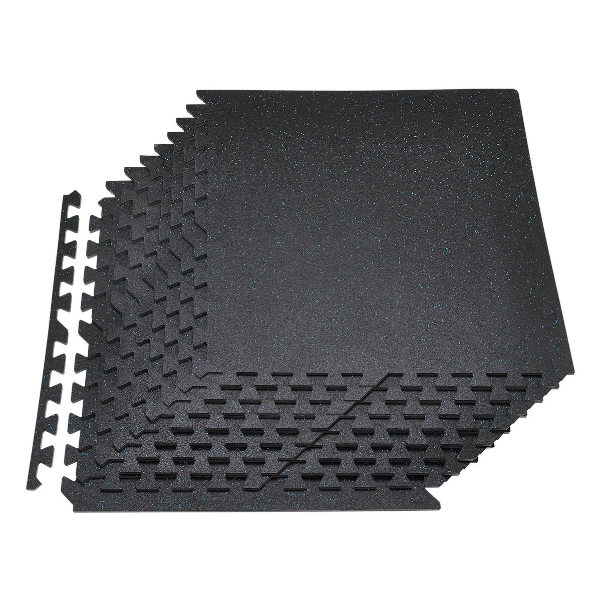 Puzzle Exercise Mat, 24 PCS Fitness Equipment Mats, 24 x 24 x 0.4 in, High-Density EVA Foam Mats Set, Interlocking Rubber Soft Tiles, Protective Floor Padding with Blue Dots for Home Gym Office