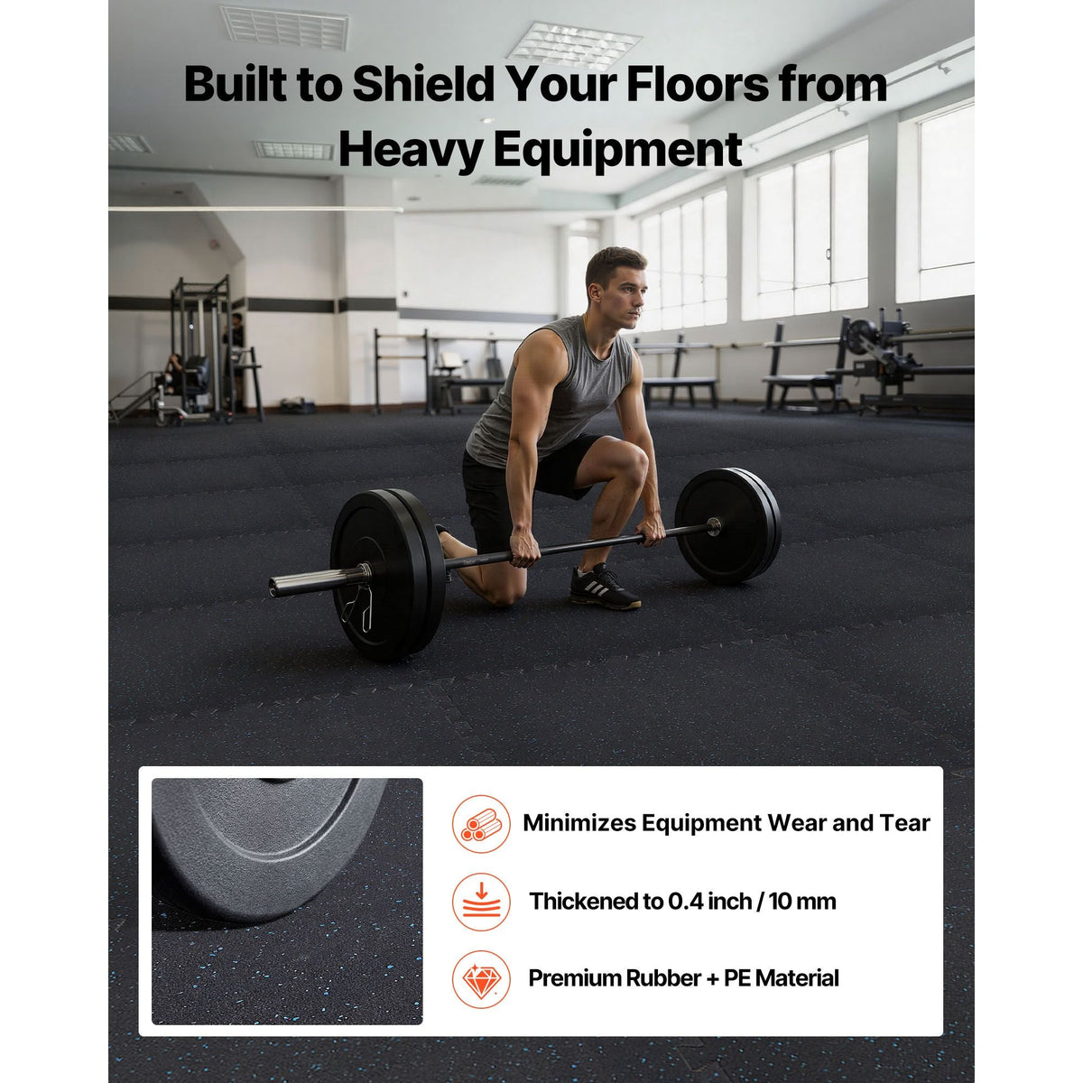 Puzzle Exercise Mat, 24 PCS Fitness Equipment Mats, 24 x 24 x 0.4 in, High-Density EVA Foam Mats Set, Interlocking Rubber Soft Tiles, Protective Floor Padding with Blue Dots for Home Gym Office