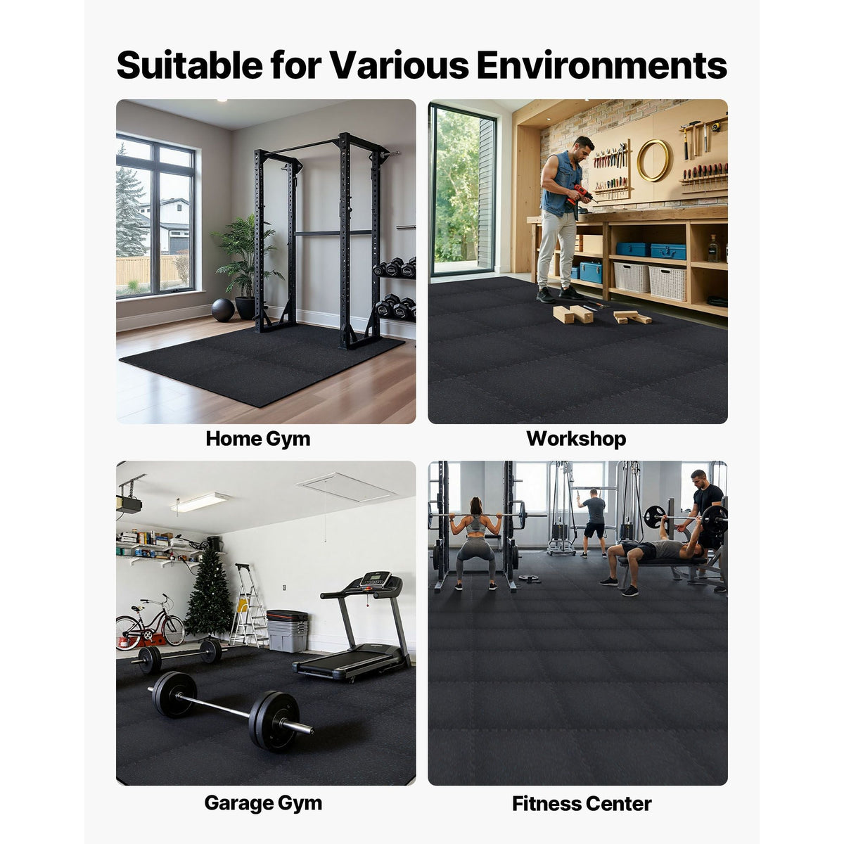 Puzzle Exercise Mat, 24 PCS Fitness Equipment Mats, 24 x 24 x 0.4 in, High-Density EVA Foam Mats Set, Interlocking Rubber Soft Tiles, Protective Floor Padding with Blue Dots for Home Gym Office