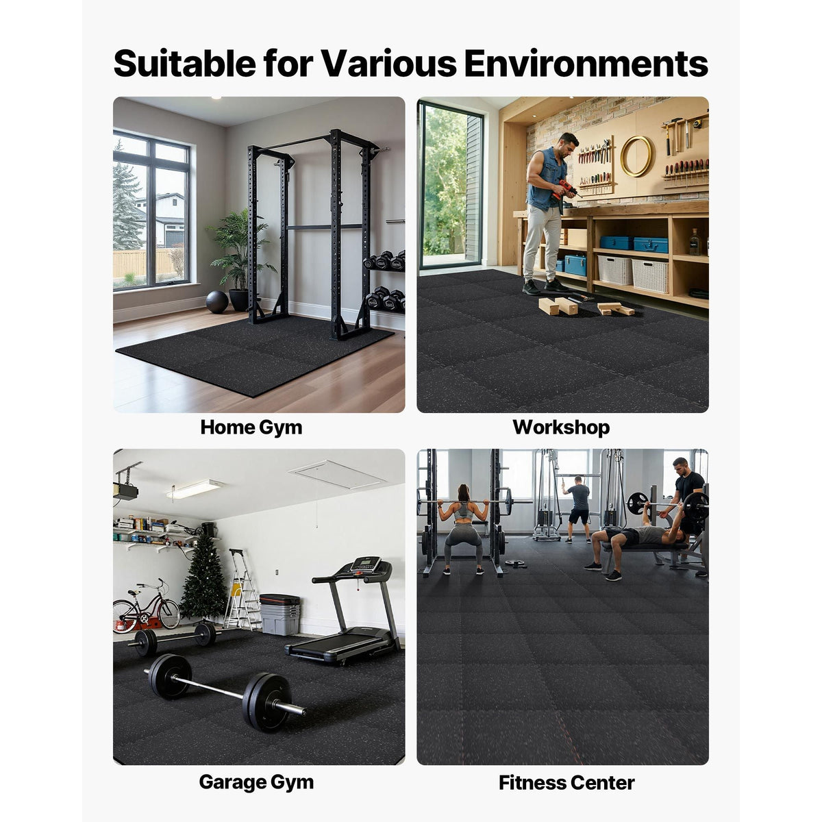 Puzzle Exercise Mat, 24 PCS Fitness Equipment Mats, 24 x 24 x 0.56 in, High-Density EVA Foam Mat Set, Interlocking Rubber Soft Tiles, Protective Floor Padding with White Dots for Home Gym Office