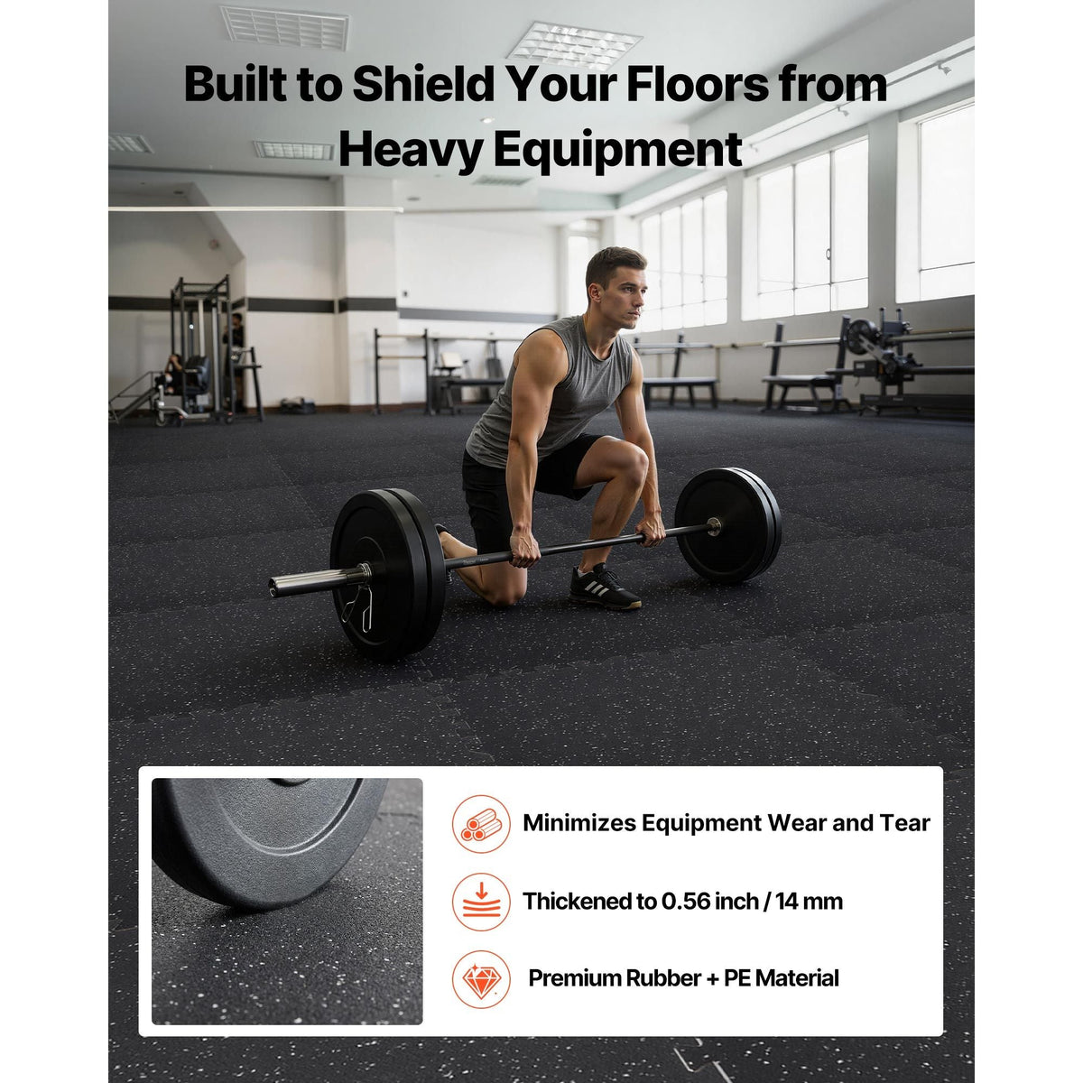 Puzzle Exercise Mat, 24 PCS Fitness Equipment Mats, 24 x 24 x 0.56 in, High-Density EVA Foam Mat Set, Interlocking Rubber Soft Tiles, Protective Floor Padding with White Dots for Home Gym Office