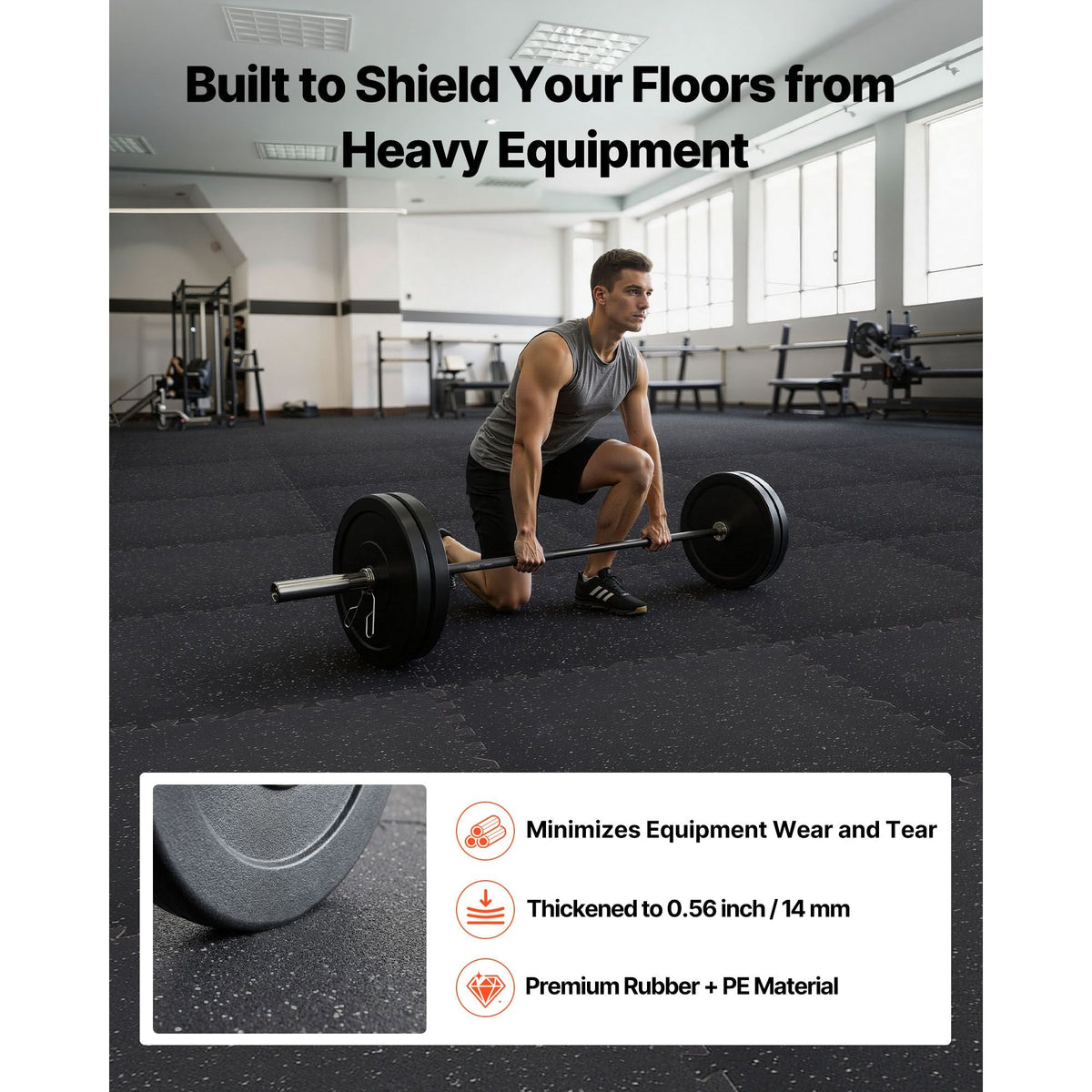 Puzzle Exercise Mat, 6 PCS Fitness Equipment Mats, 24 x 24 x 0.56 in, High-Density EVA Foam Mats Set, Interlocking Rubber Soft Tiles, Protective Floor Padding with Gray Dots for Home Gym Office