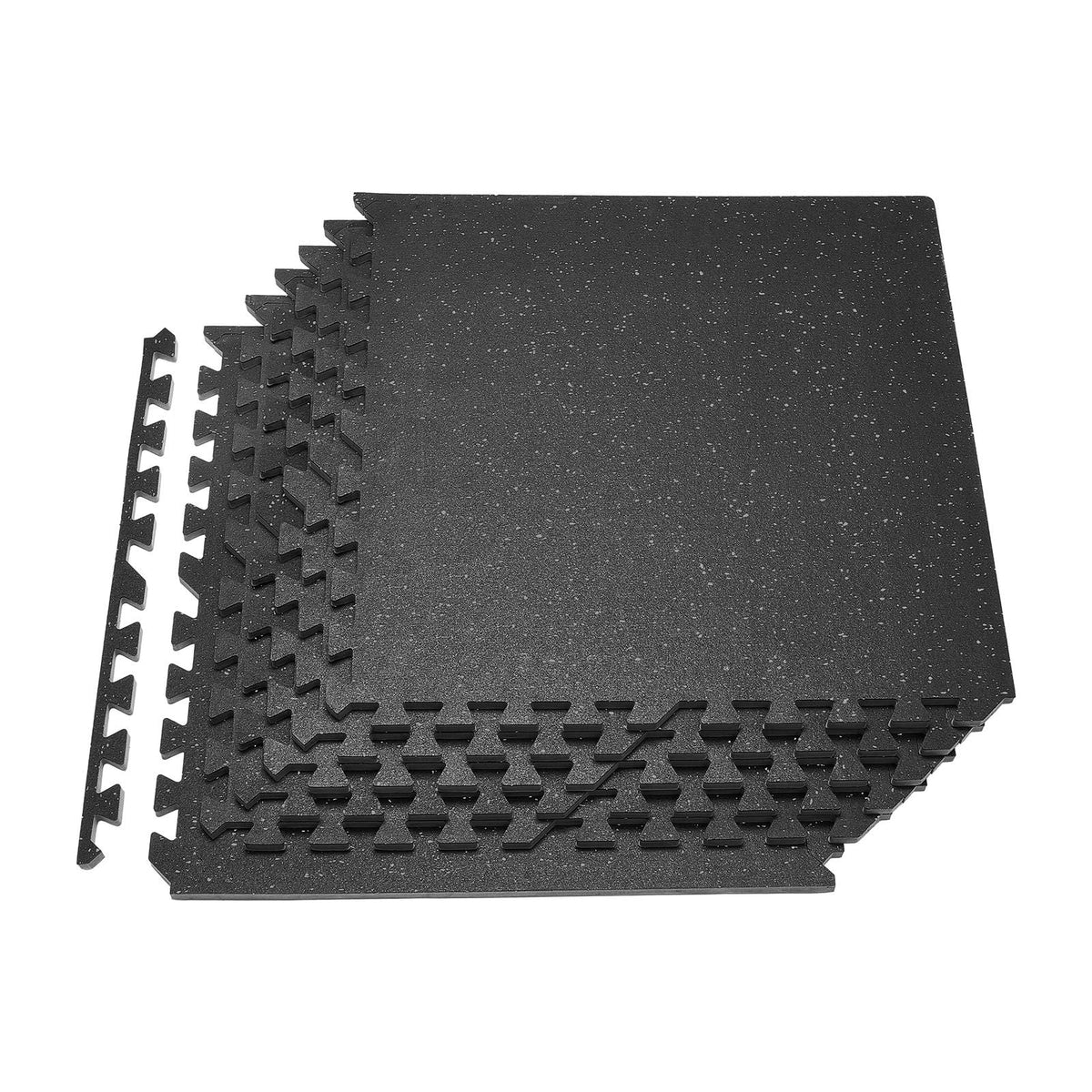 Puzzle Exercise Mat, 6 PCS Fitness Equipment Mats, 24 x 24 x 0.56 in, High-Density EVA Foam Mats Set, Interlocking Rubber Soft Tiles, Protective Floor Padding with Gray Dots for Home Gym Office