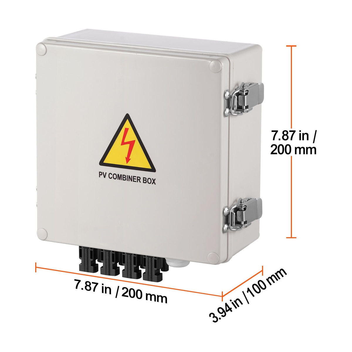 PV Combiner Box, 4 String, Solar Combiner Box with 10A Rated Current Fuse 63A Circuit Breaker Lightning Arrester and Solar Connector, ABS Plastic Case for On / Off Grid Solar Panel System, IP65