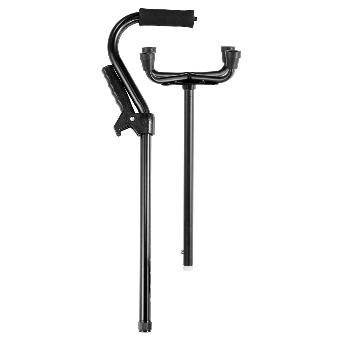 Quad Walking Cane, 10-Level Height Adjustable Walking Stick with 4-Pronged Stable Base, Lightweight & Portable Aluminum Mobility Walking Aid for Seniors Adults Man Woman, 250LBS Loading Capacity