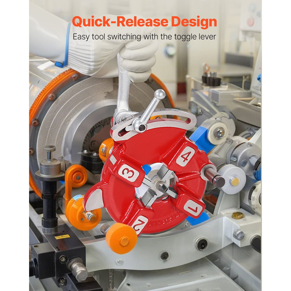Quick Opening Die Head, 1/8" to 2" Right-Handed Pipe Threading Head, 1/4" to 2" Threading Die Head for Bolt, Self-Oiling for Reducing Friction, Fit for RIDGID 97065, Pipe Threading Machines