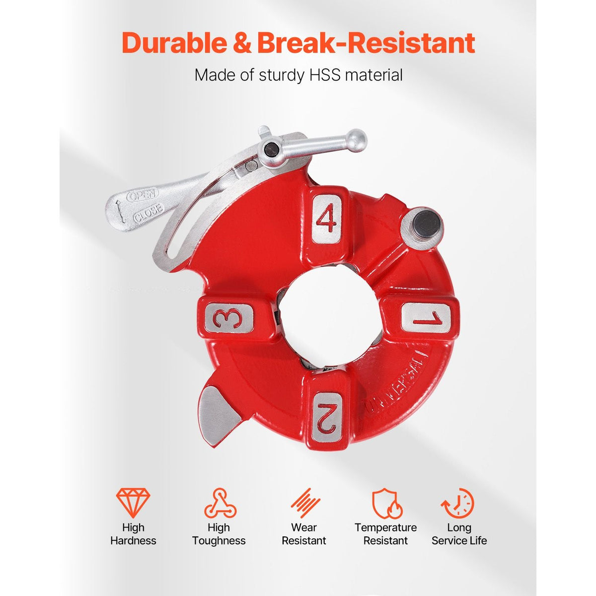 Quick Opening Die Head, 1/8" to 2" Right-Handed Pipe Threading Head, 1/4" to 2" Threading Die Head for Bolt, Self-Oiling for Reducing Friction, Fit for RIDGID 97065, Pipe Threading Machines