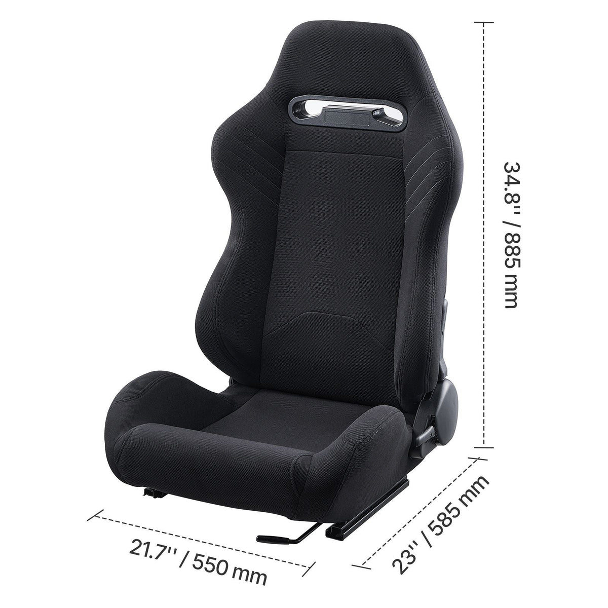 Racing Seat, 2 Set, Adjustable Racing Cockpit with Wide Angle Reclining & High-Resilience Foam, Comfortable Racing Chair with Polyester Fabric & Q235B Slider, Fit for Racing Cars & Go-Karts