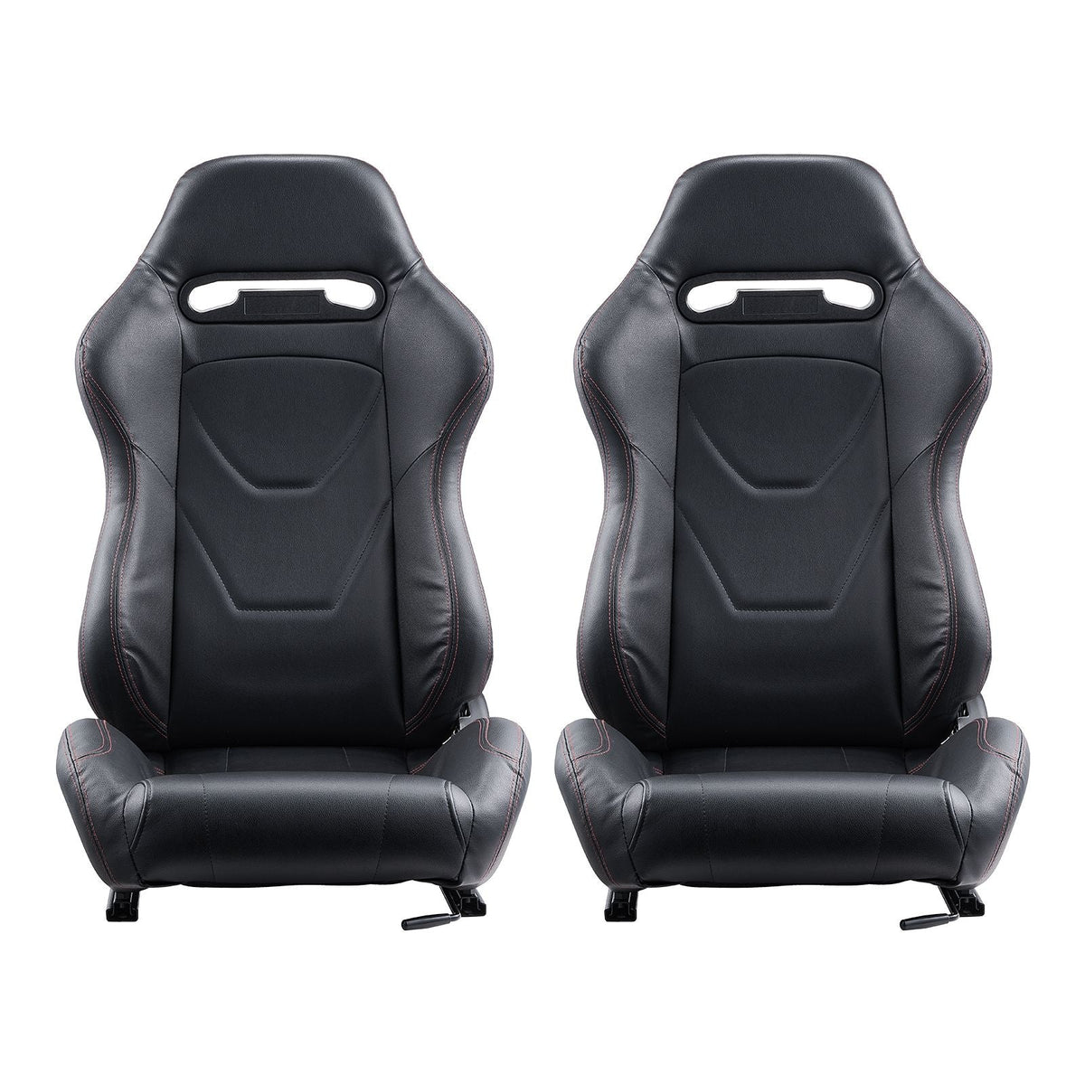 Racing Seat, 2 Set, Adjustable Racing Cockpit with Wide Angle Reclining & High-Resilience Foam, Comfortable Racing Chair with Soft PVC Leather & Q235B Slider, Fit for Racing Cars & Go-Karts
