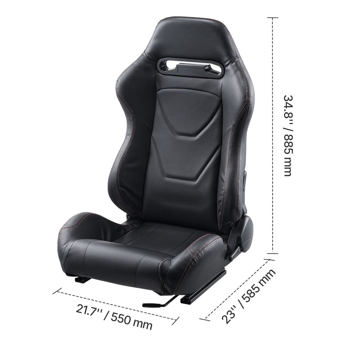 Racing Seat, 2 Set, Adjustable Racing Cockpit with Wide Angle Reclining & High-Resilience Foam, Comfortable Racing Chair with Soft PVC Leather & Q235B Slider, Fit for Racing Cars & Go-Karts