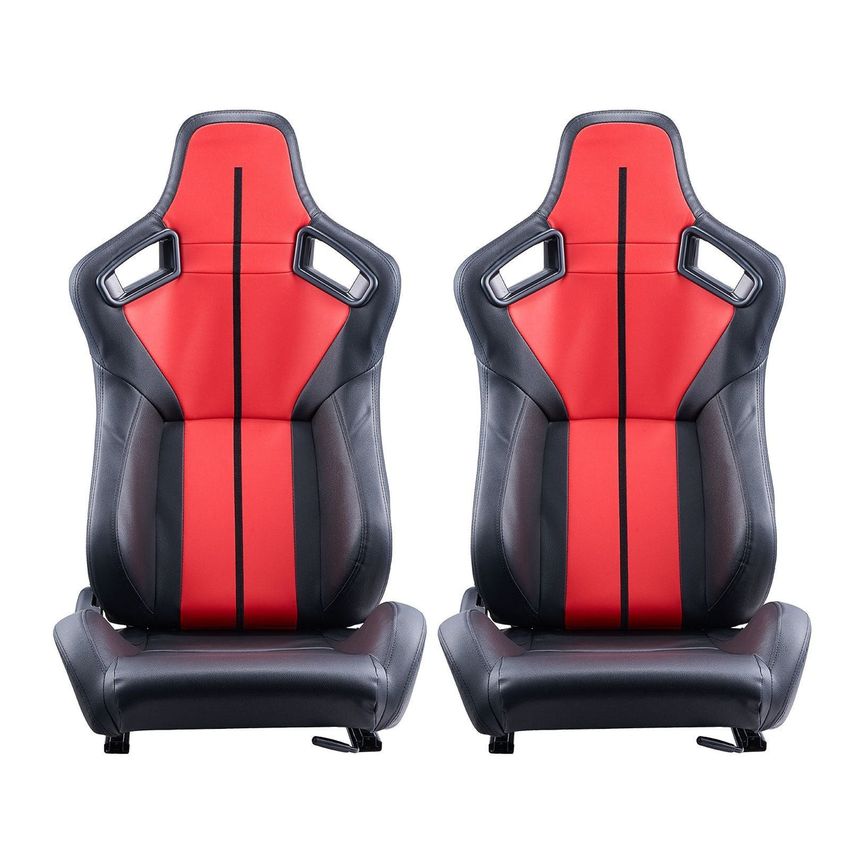 Racing Seat, 2 Set, Adjustable Racing Cockpit with Wide Angle Reclining & High-Resilience Foam, Comfortable Racing Chair with Soft PVC Leather & Q235B Slider, Fit for Racing Cars & Go-Karts