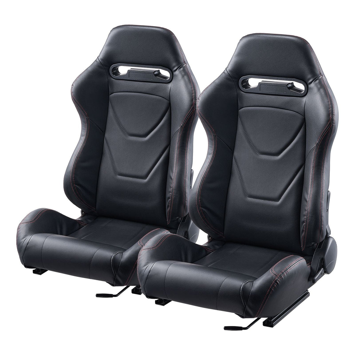 Racing Seat, 2 Set, Adjustable Racing Cockpit with Wide Angle Reclining & High-Resilience Foam, Comfortable Racing Chair with Soft PVC Leather & Q235B Slider, Fit for Racing Cars & Go-Karts