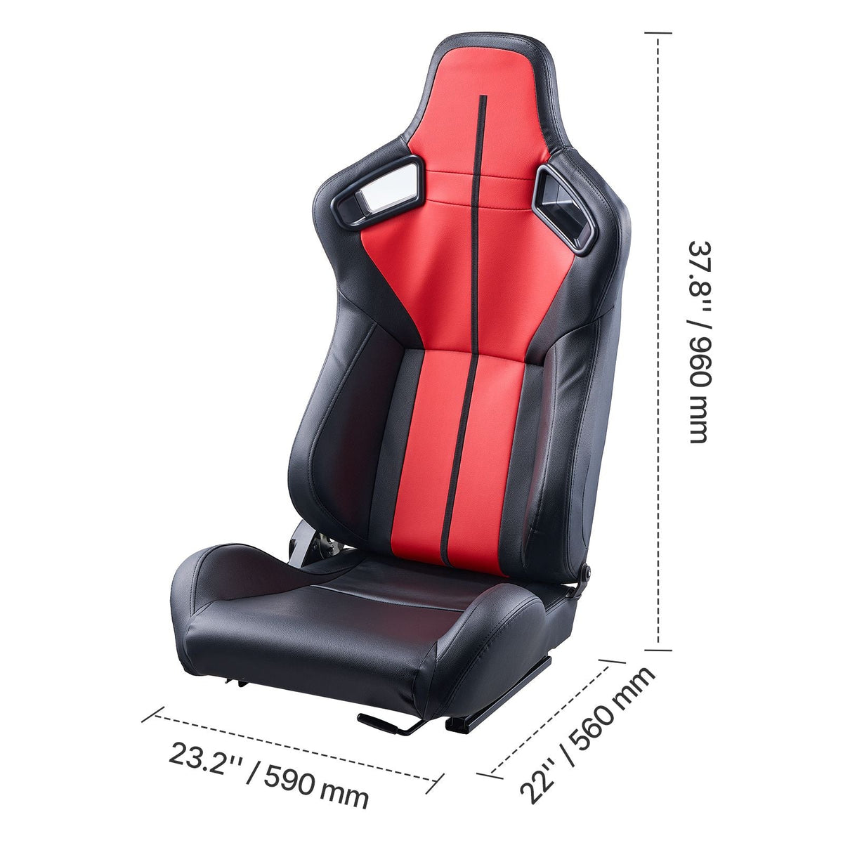 Racing Seat, 2 Set, Adjustable Racing Cockpit with Wide Angle Reclining & High-Resilience Foam, Comfortable Racing Chair with Soft PVC Leather & Q235B Slider, Fit for Racing Cars & Go-Karts