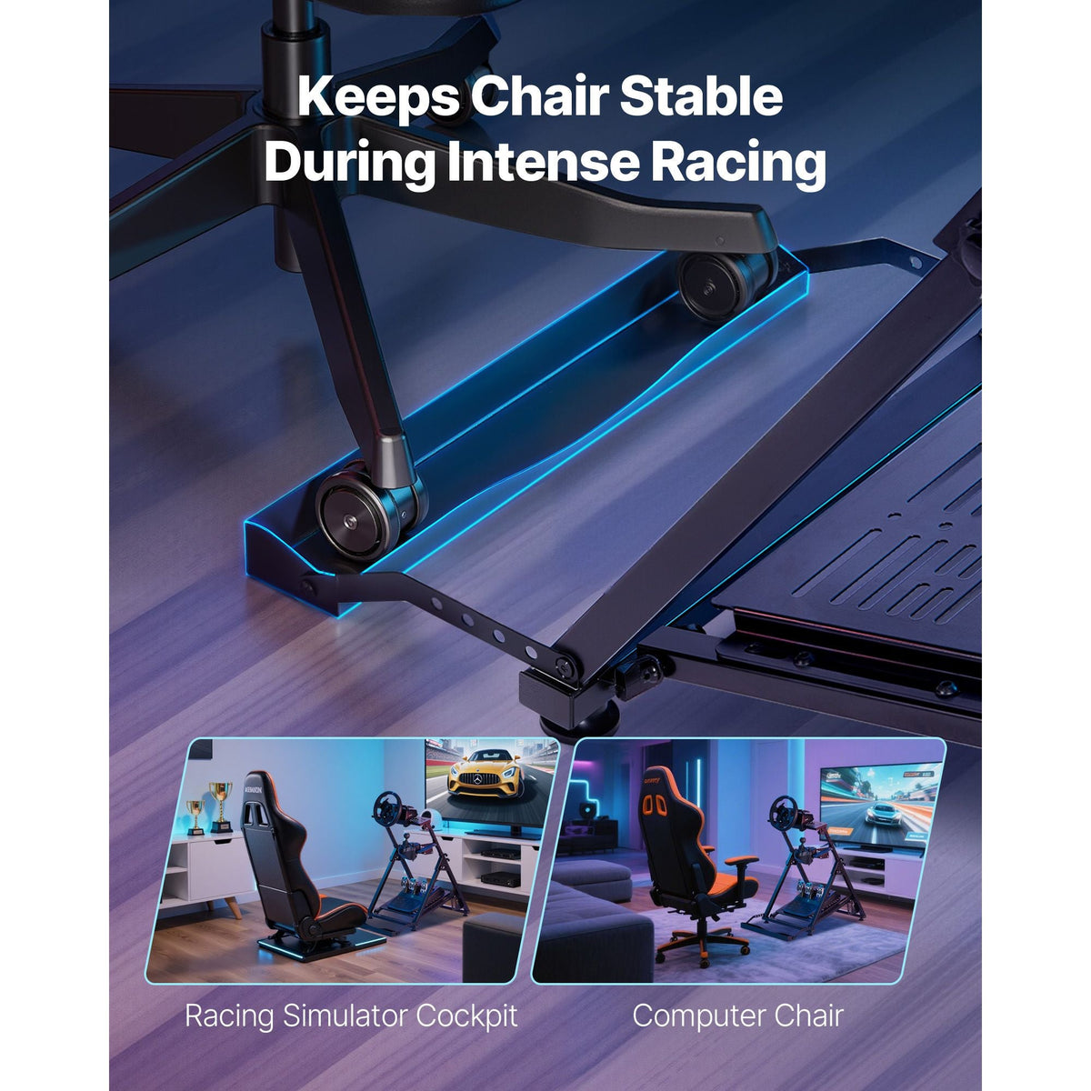 Racing Wheel Stand, Adjustable & Foldable Simulator Stand for Logitech G923 G920 G29 G27, Thrustmaster T300RS TX F458 T500RS T3PA-PRO(F1/GT) Gaming Cockpit,Pedals Simulator NOT Included
