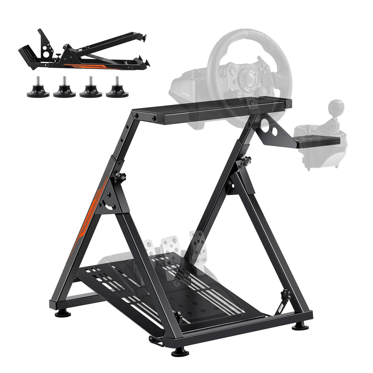 Racing Wheel Stand, Adjustable & Foldable Simulator Stand for Logitech G923 G920 G29 G27, Thrustmaster T300RS TX F458 T500RS T3PA-PRO(F1/GT) Gaming Cockpit,Pedals Simulator NOT Included,Compact