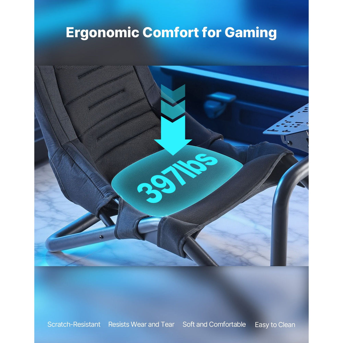 Racing Wheel Stand, Heavy-Duty Integrated Simulator Cockpit Steering Stand, Fit Logitech G25,G27,G29,G920,G923, Thrustmaster T300RS,TX F458,T500RS,T3PA-PRO (F1/GT) and CSR Pedals, Black