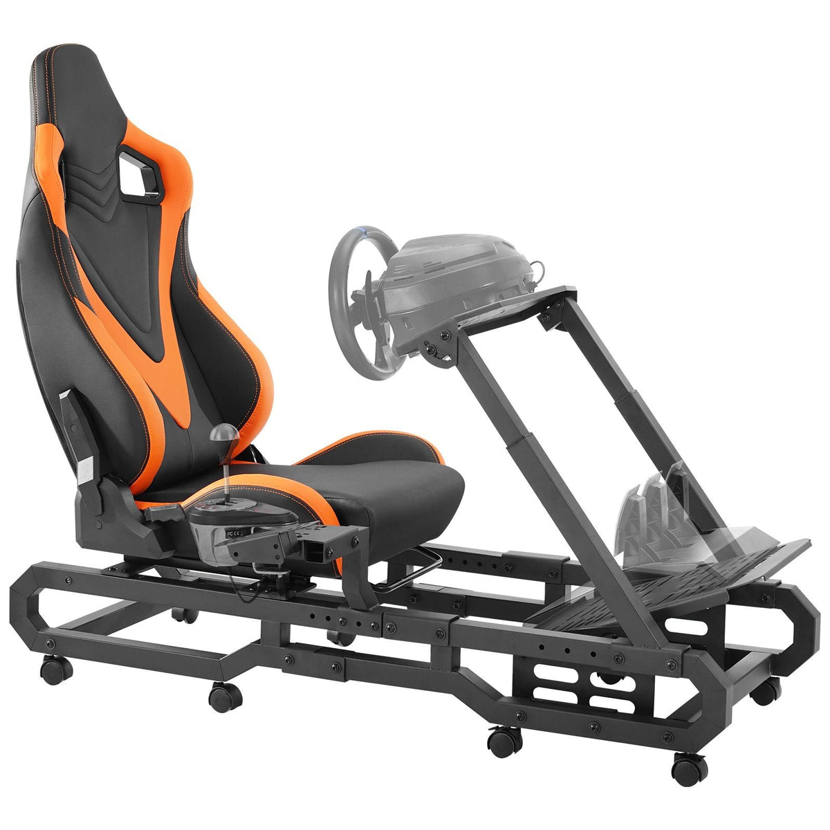 Racing Wheel Stand with Wheels For Logitech G923/G920/G29, Heavy Duty Steel Driving Simulator Cockpit-Thrustmaster T248P, Steering Wheel Bracket & Foot Pedal Adjustable, Max Load 330 LBS