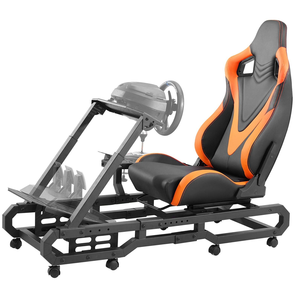 Racing Wheel Stand with Wheels For Logitech G923/G920/G29, Heavy Duty Steel Driving Simulator Cockpit-Thrustmaster T248P, Steering Wheel Bracket & Foot Pedal Adjustable, Max Load 330 LBS