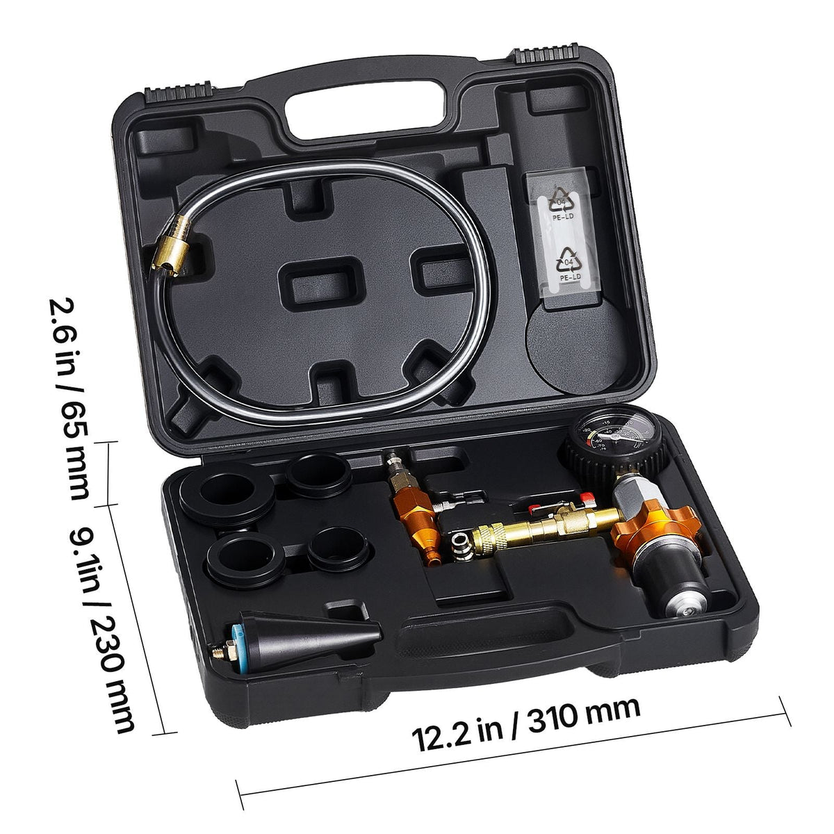 Radiator Vacuum Refill Kit, Automotives Cooling System Vacuum & Purge Fill Tool with Gauge, Portable Radiator Coolant Filling Kit with Toolbox, Universal Fit for Most Cars Vans SUVs and Trucks