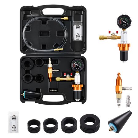 Radiator Vacuum Refill Kit, Automotives Cooling System Vacuum & Purge Fill Tool with Gauge, Portable Radiator Coolant Filling Kit with Toolbox, Universal Fit for Most Cars Vans SUVs and Trucks