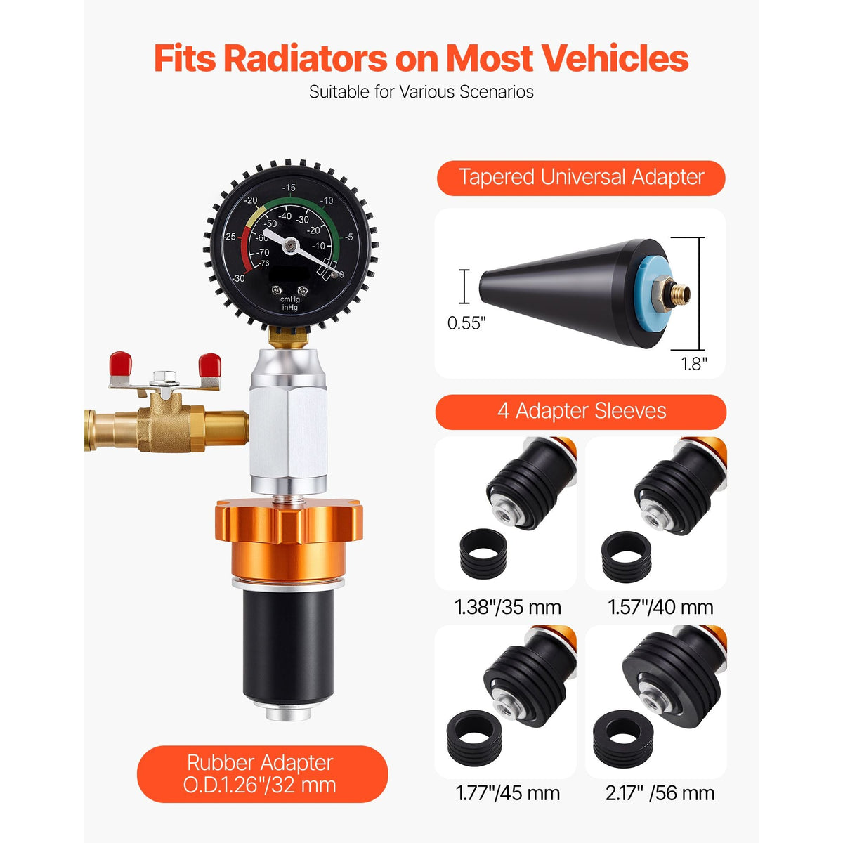 Radiator Vacuum Refill Kit, Automotives Cooling System Vacuum & Purge Fill Tool with Gauge, Portable Radiator Coolant Filling Kit with Toolbox, Universal Fit for Most Cars Vans SUVs and Trucks