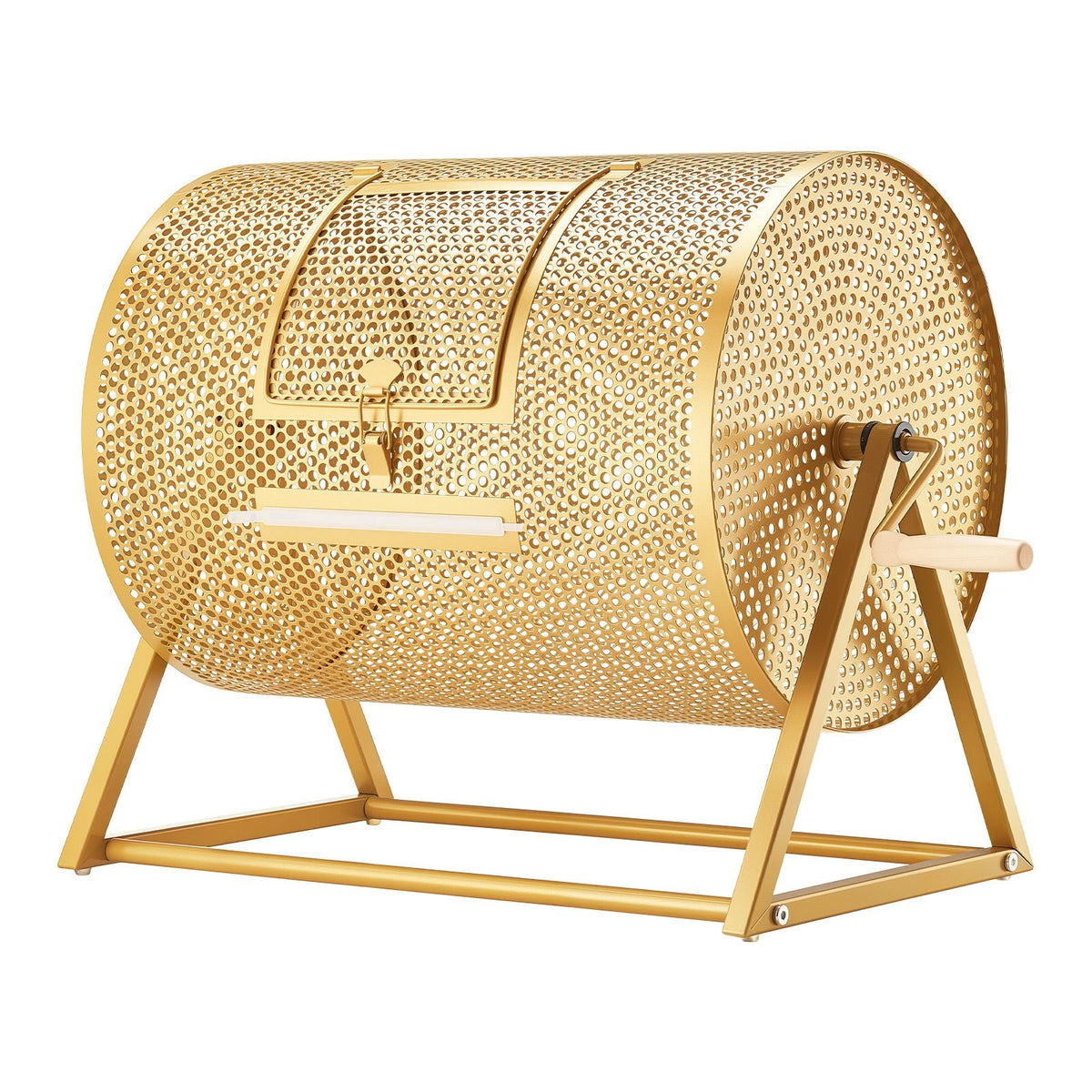 Raffle Ticket Spinner, 16.1" x 11.9" Holds 5000 Tickets or 200 Ping Pong Balls, Raffle Drum Lottery Spinning Cage with Reinforced Handle, Stable Triangular Stand, for Events and Gatherings, Gold