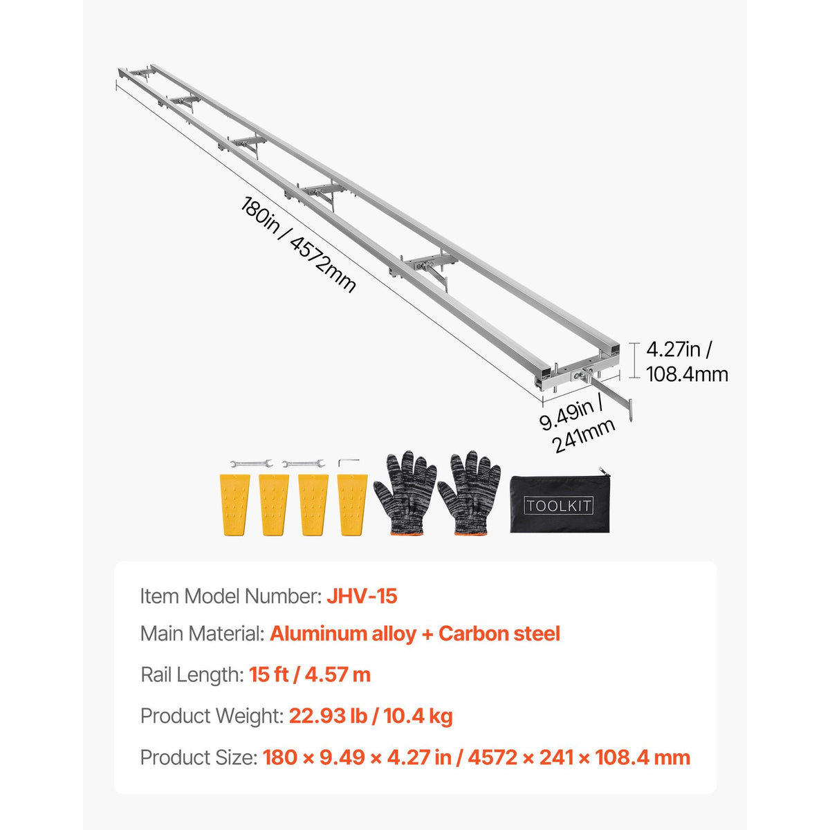 Rail Mill Guide System, 15 ft 6 Crossbar Chainsaw Mill Kits, Aluminum Saw Milling Rails System Works with Chainsaw, 4 Wedges, Adjustable Rail Milling Guide Kit for Builders Woodworkers