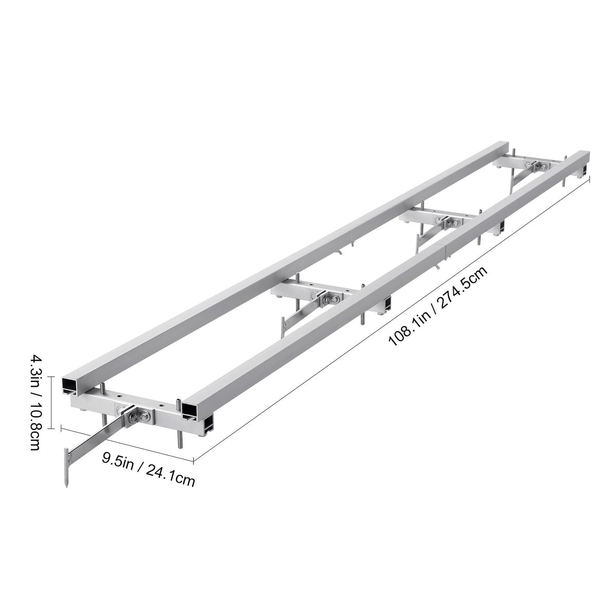 Rail Mill Guide System, 9 ft Milling Guide, 4 Crossbar Kits Chainsaw Mill Rail Guide, Aluminum Adjustable Saw Mill Rail System Work with Chainsaw Mills for Builders and Woodworkers