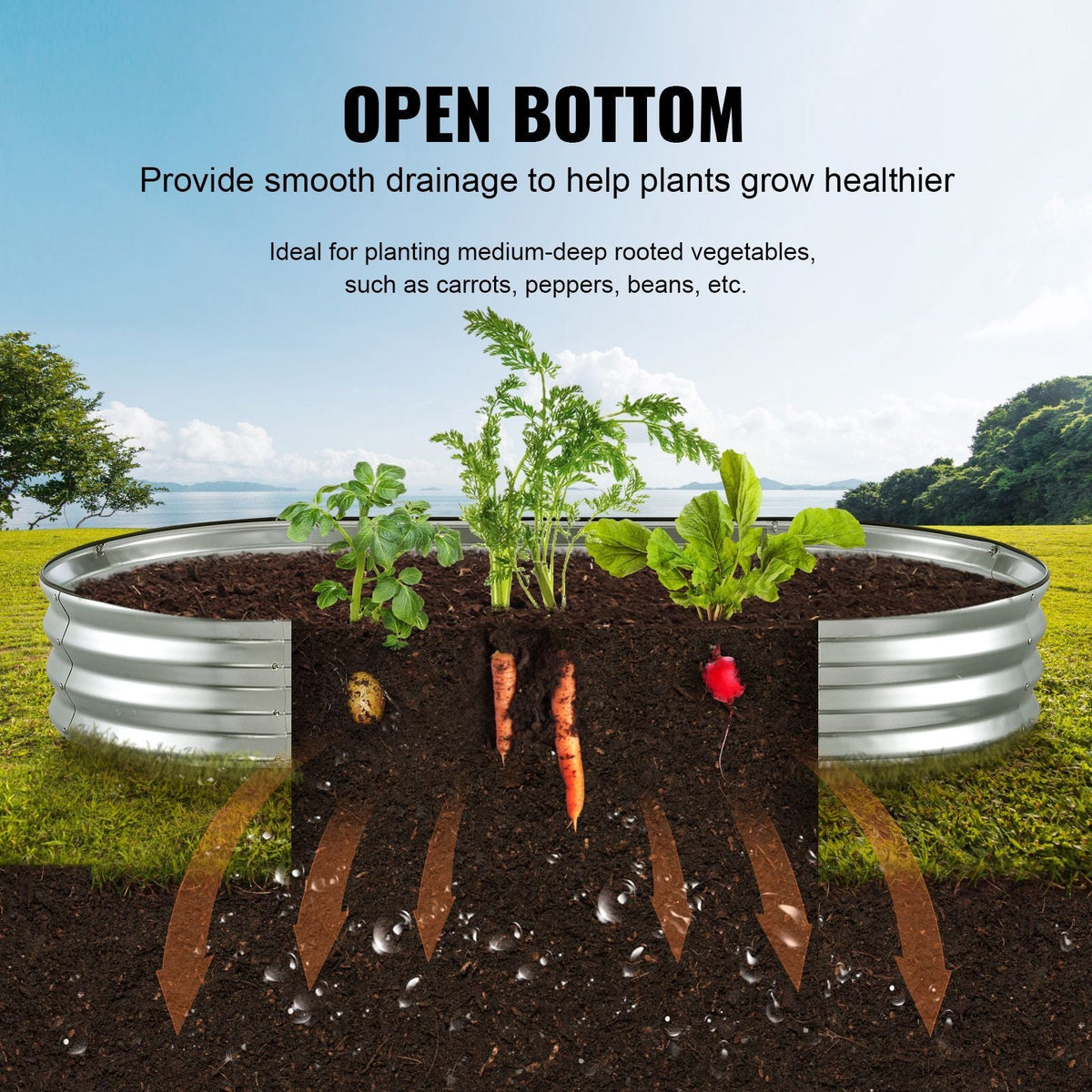 Raised Garden Bed, 6 x 3 x 0.9 ft Galvanized Metal Planter Box, Outdoor Planting Boxes with Open Base, for Growing Flowers/Vegetables/Herbs in Backyard/Garden/Patio/Balcony, Silver