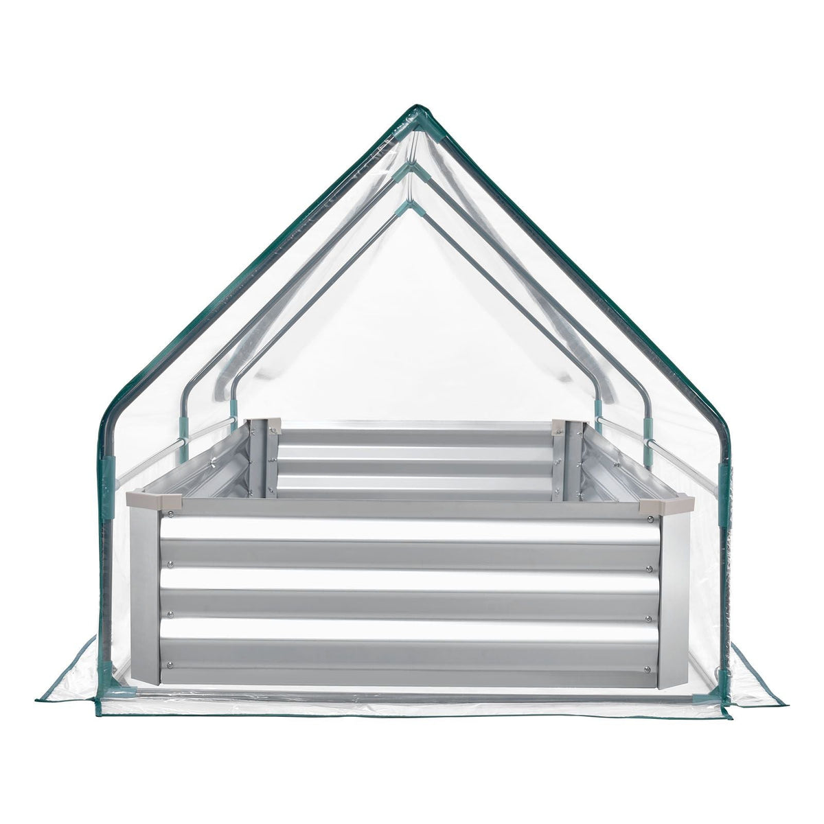 Raised Garden Bed with Cover, 6 x 3 x 1 ft, Rectangular Galvanized Metal Planter Box Kit Outdoor, with PE Greenhouse Cover & Gloves, Rustproof Alu-Zinc, for Growing Flowers Vegetables, Silver