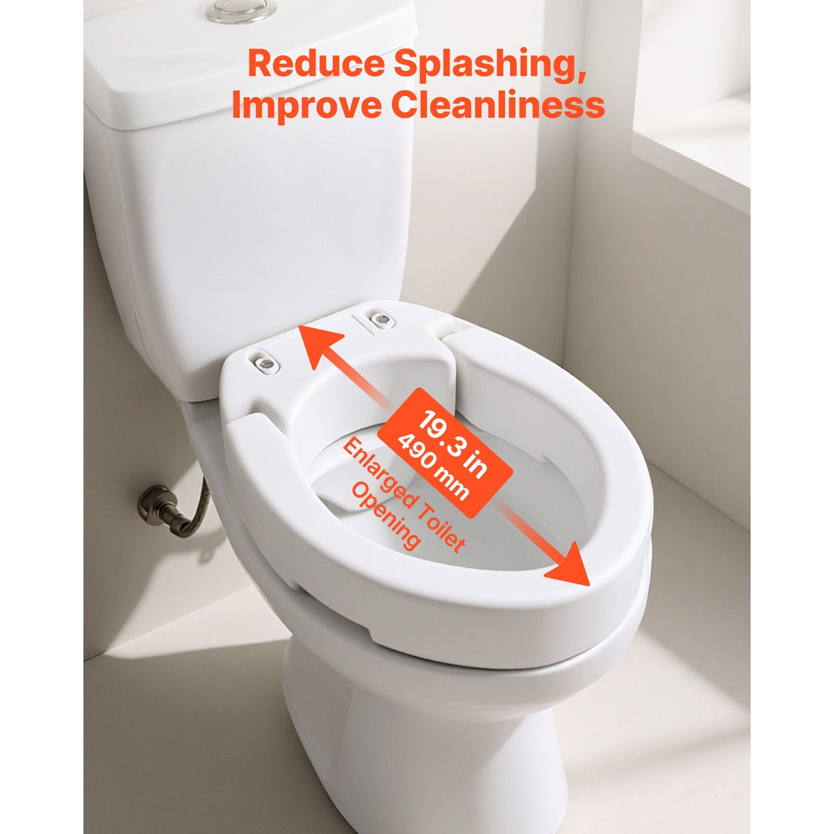 Raised Toilet Seat, 300 lbs Load Capacity, 3.5-Inch Lift Height, Commode Elevated Toilet Seat Riser with Enlarged Opening for Seniors, Elderly, Handicap, Disabled, Adults, Fits Elongated Bowl