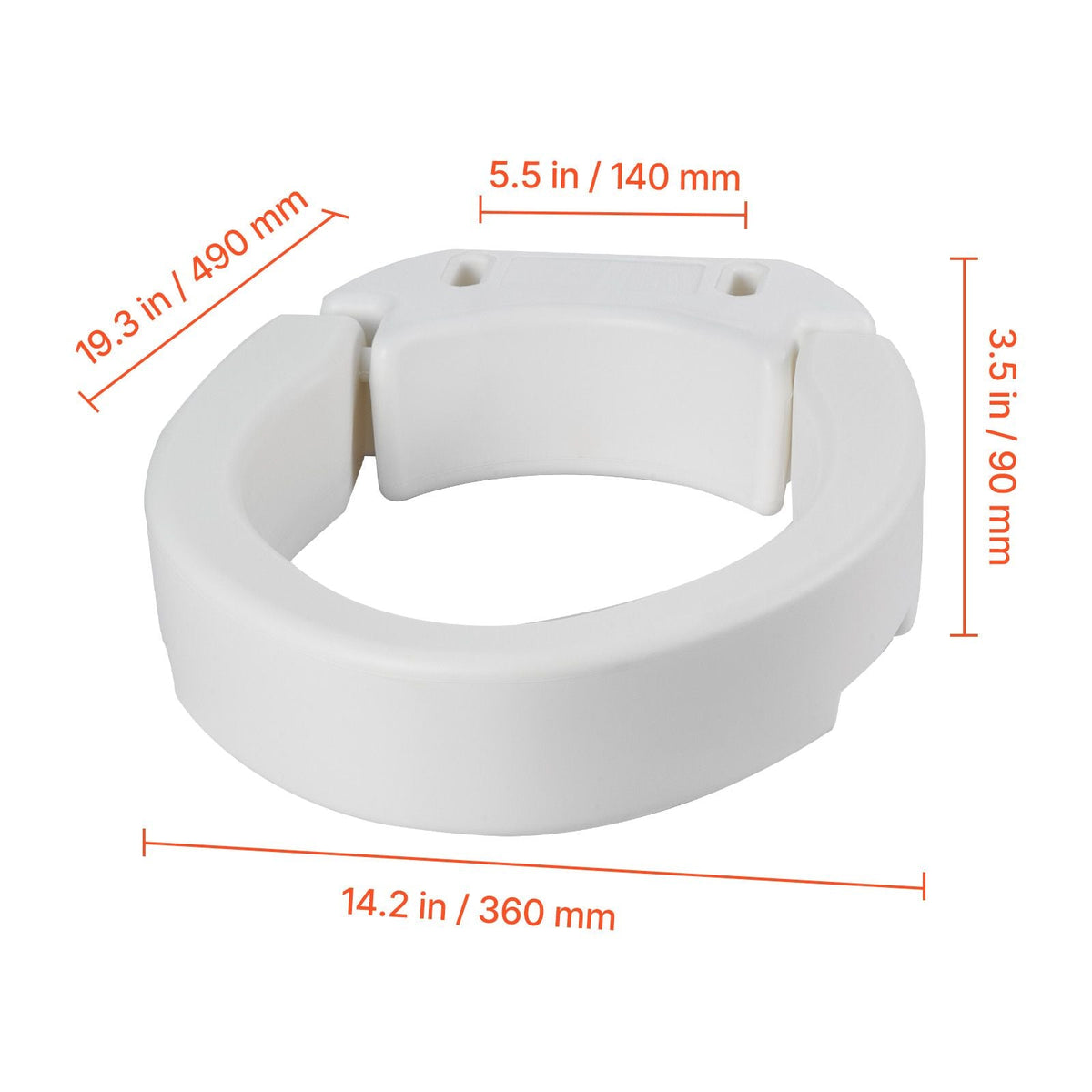 Raised Toilet Seat, 300 lbs Load Capacity, 3.5-Inch Lift Height, Commode Elevated Toilet Seat Riser with Enlarged Opening for Seniors, Elderly, Handicap, Disabled, Adults, Fits Elongated Bowl