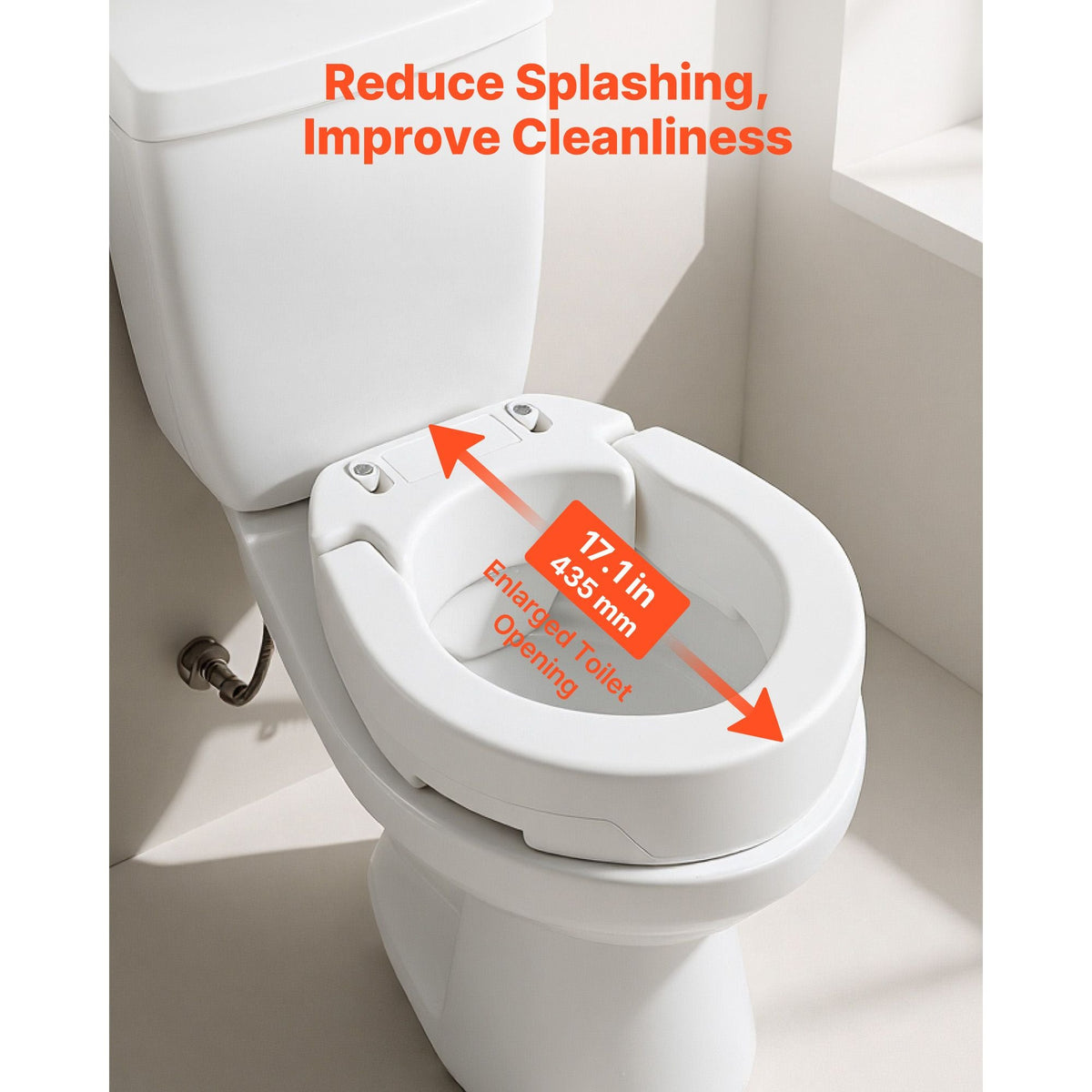Raised Toilet Seat, 300 lbs Load Capacity, 3.5-Inch Lift Height, Commode Elevated Toilet Seat Riser with Enlarged Opening for Seniors, Elderly, Handicap, Disabled, and Adults, Fits Round Bowl