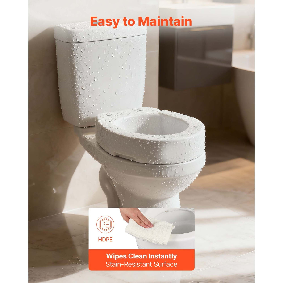 Raised Toilet Seat, 300 lbs Load Capacity, 3.5-Inch Lift Height, Commode Elevated Toilet Seat Riser with Enlarged Opening for Seniors, Elderly, Handicap, Disabled, and Adults, Fits Round Bowl