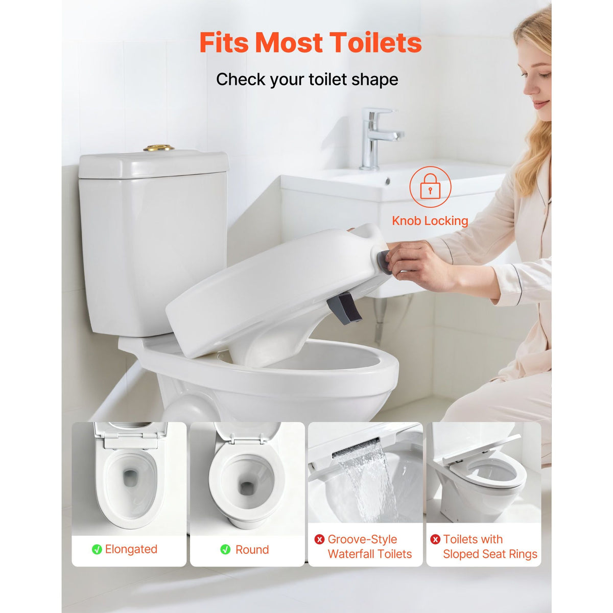 Raised Toilet Seat, 350 lbs Capacity, 5-Inch Lift Height, Commode Elevated Toilet Seat Riser with Enlarged Opening for Seniors, Elderly, Handicap, Disabled, Adults, Fits Elongated & Round Bowl