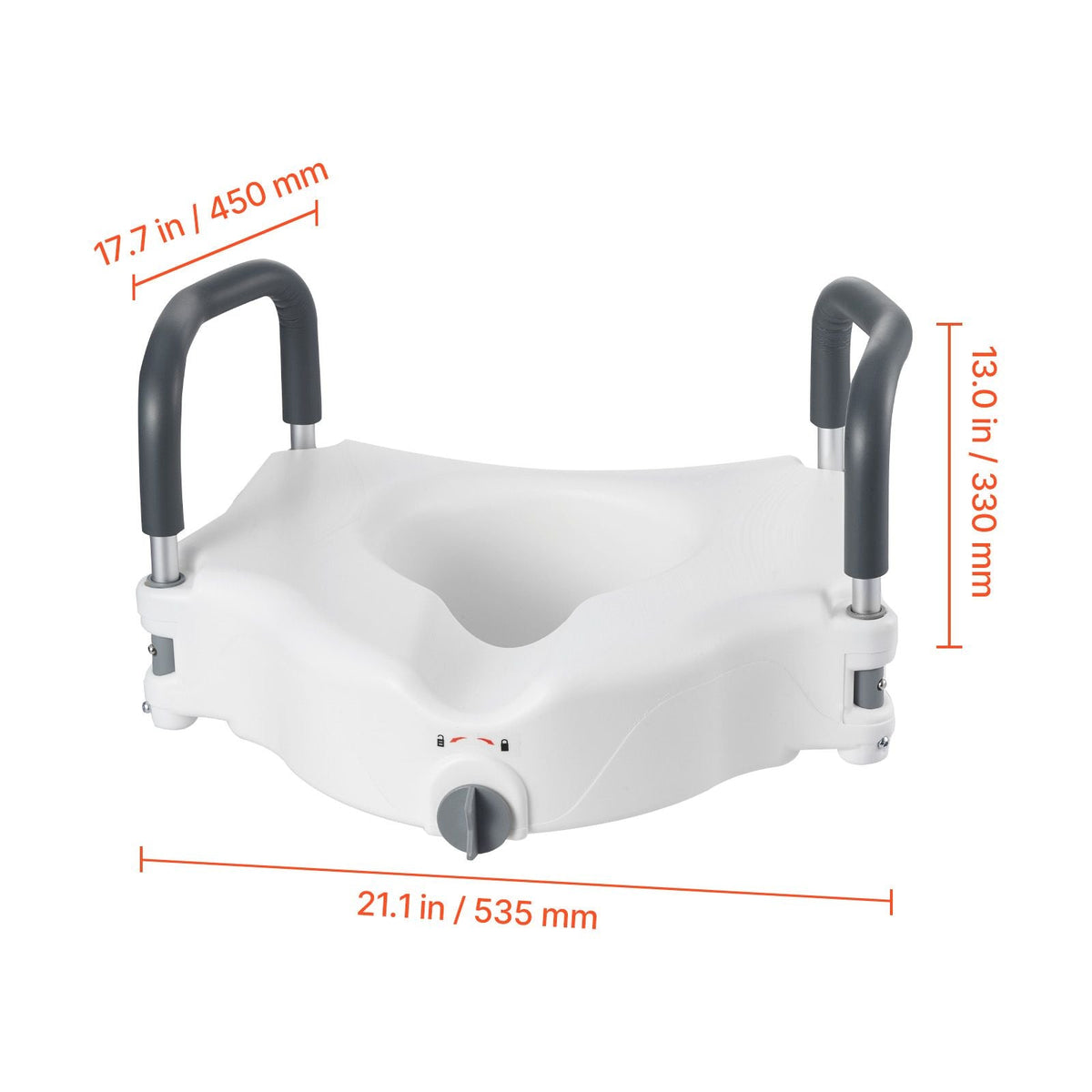 Raised Toilet Seat with Arms, 300 lbs Load Capacity, 5-Inch Lift Height, Widened Commode Elevated Toilet Seat Riser with Padded Handles for Seniors, Elderly, Handicap, Disabled, and Adults Use